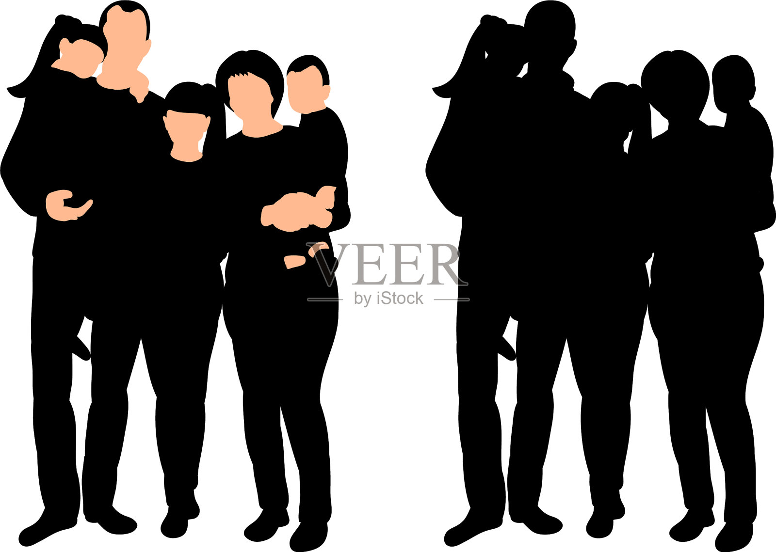 一个家庭和三个孩子设计元素图片