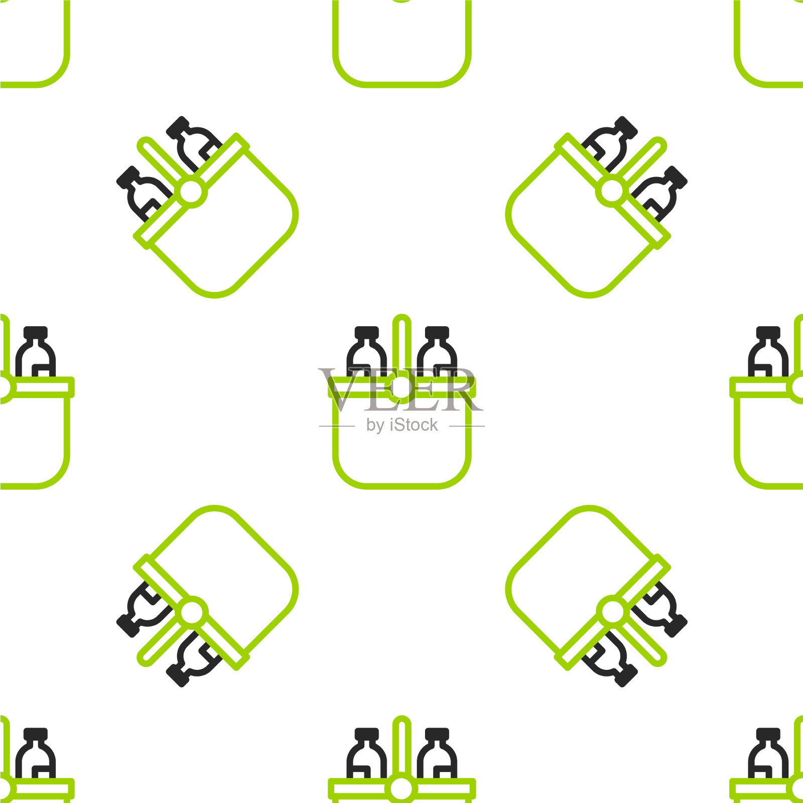 线冷却器袋和水图标隔离无缝插画图片素材