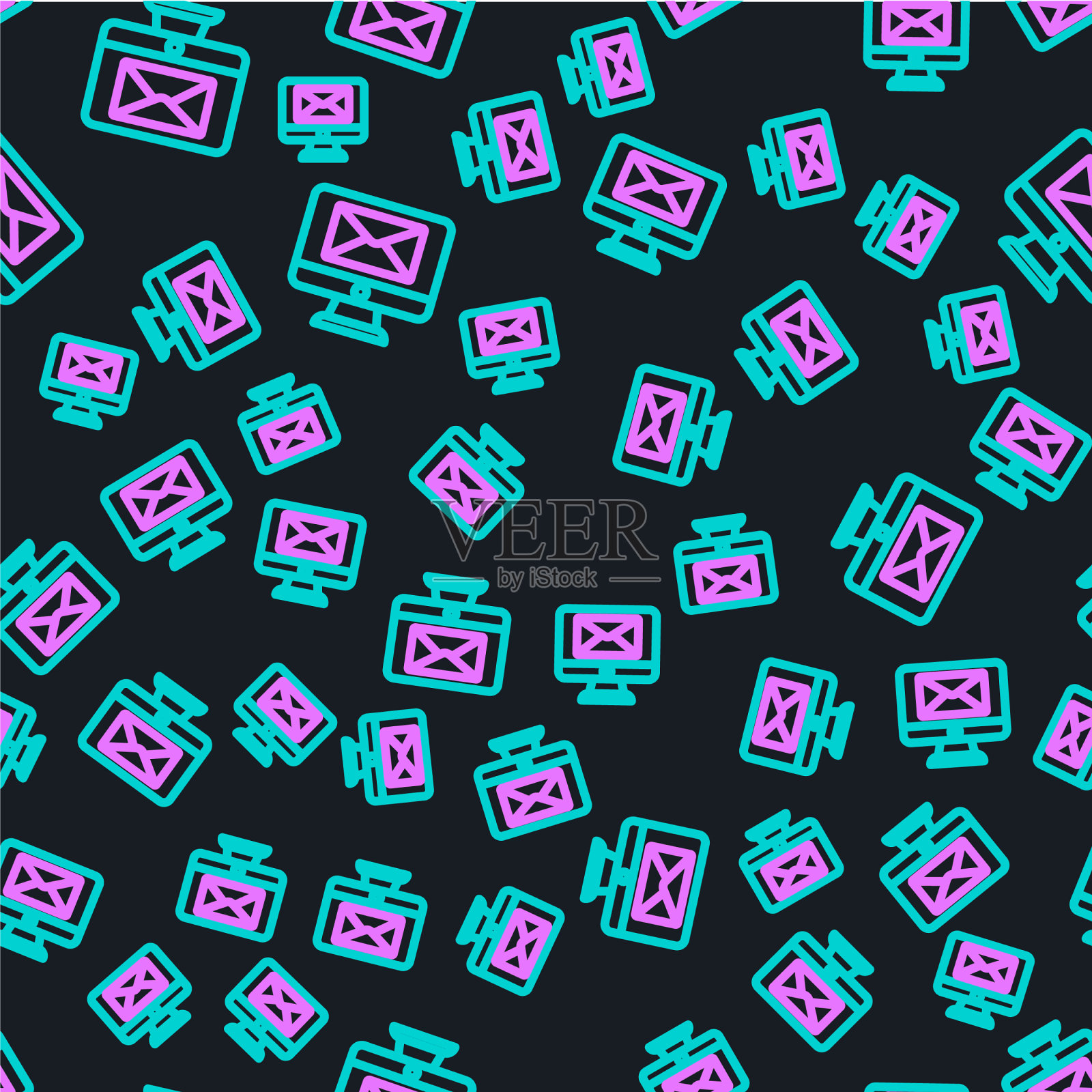 线路监视器和信封新消息邮件图标插画图片素材