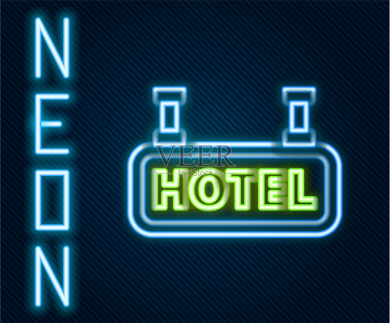 霓虹灯招牌户外广告插画图片素材