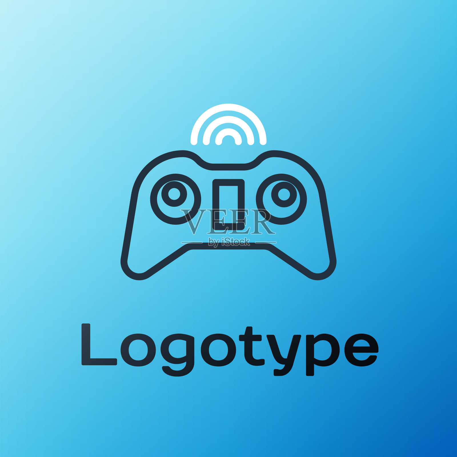 线路无线手柄图标隔离在蓝色图标素材