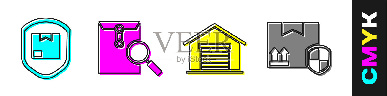 设置包裹安全与屏蔽信封图标素材