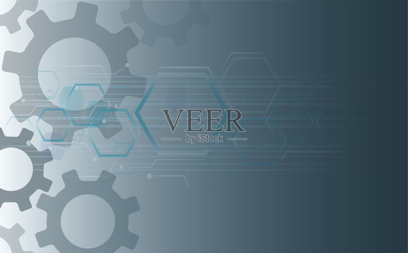 齿轮符号具有技术线和空间插画图片素材