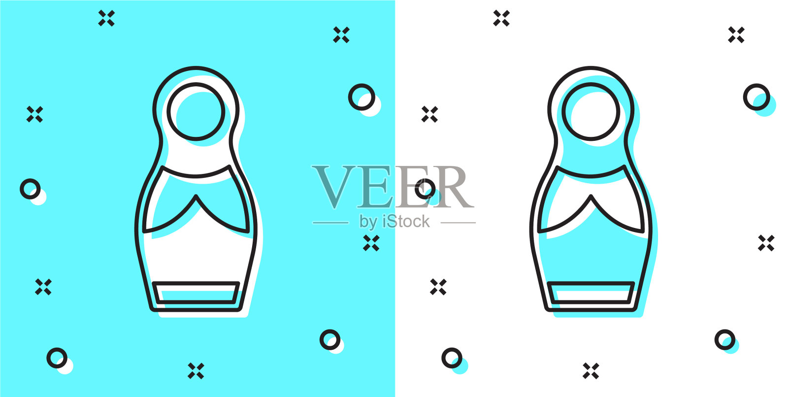 黑线俄罗斯玩偶俄罗斯套娃图标孤立插画图片素材