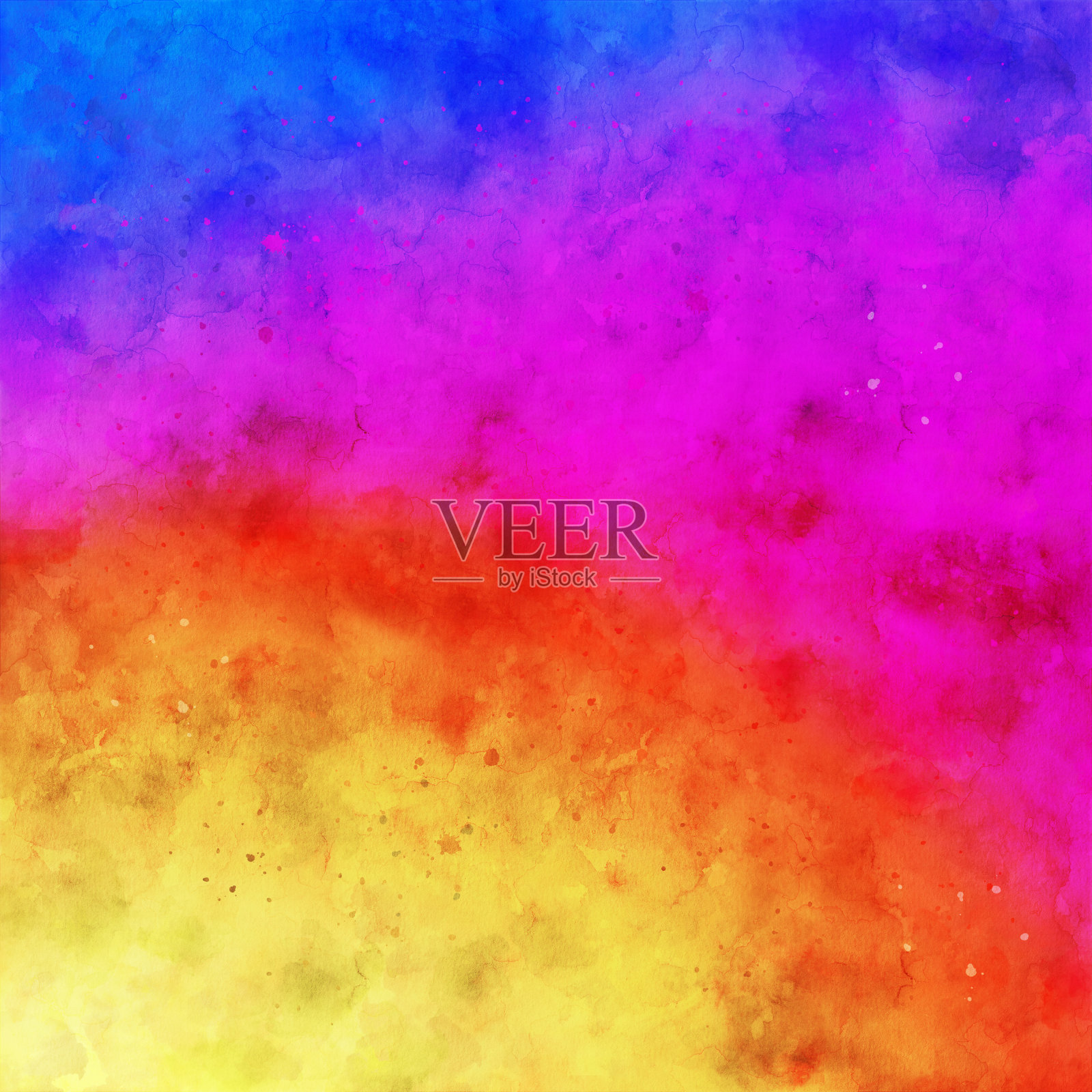 五颜六色的水彩在蓝色，紫色，红色，橙色和黄色照片摄影图片