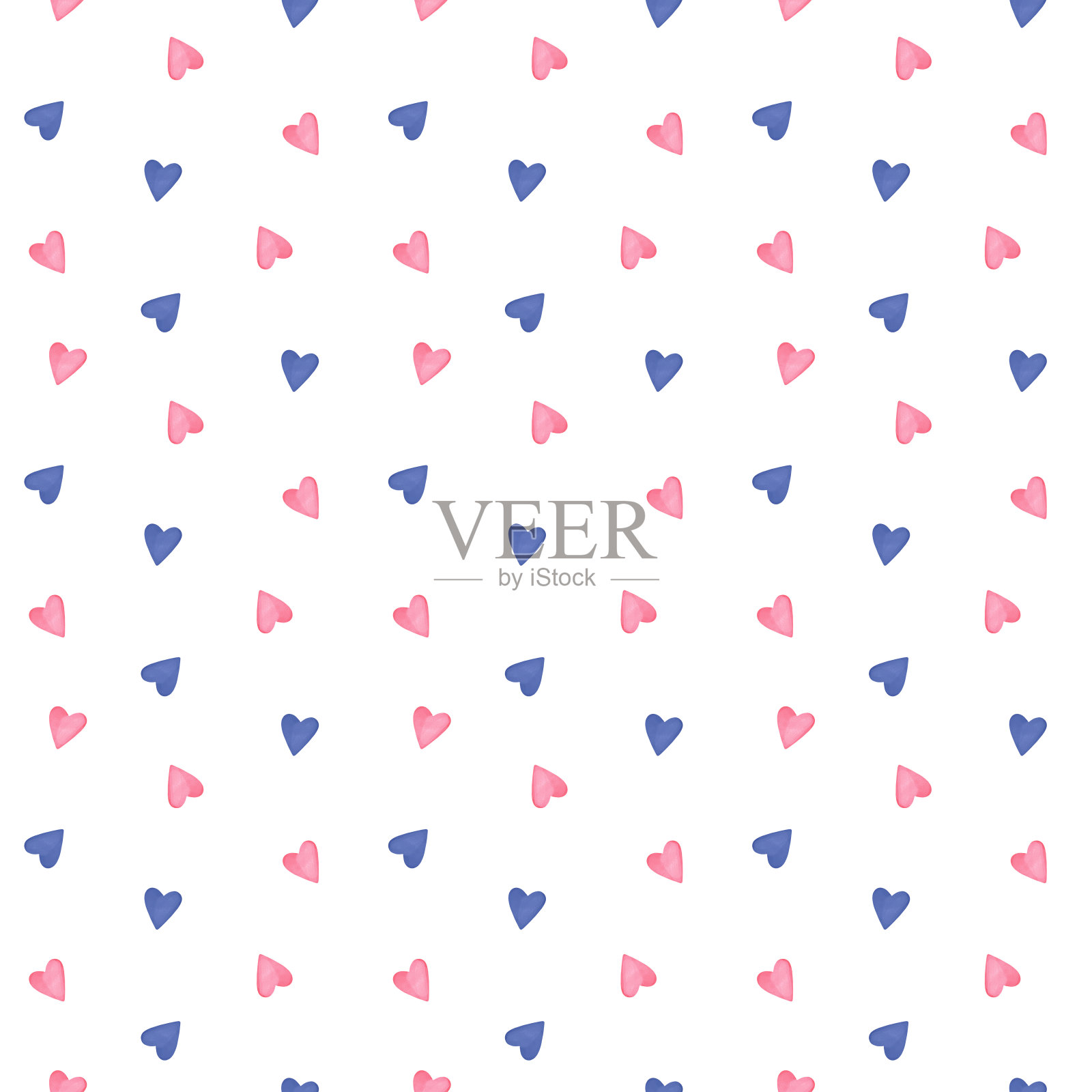 可爱心形无缝图案，心形剪贴纸，爱情背景插画图片素材