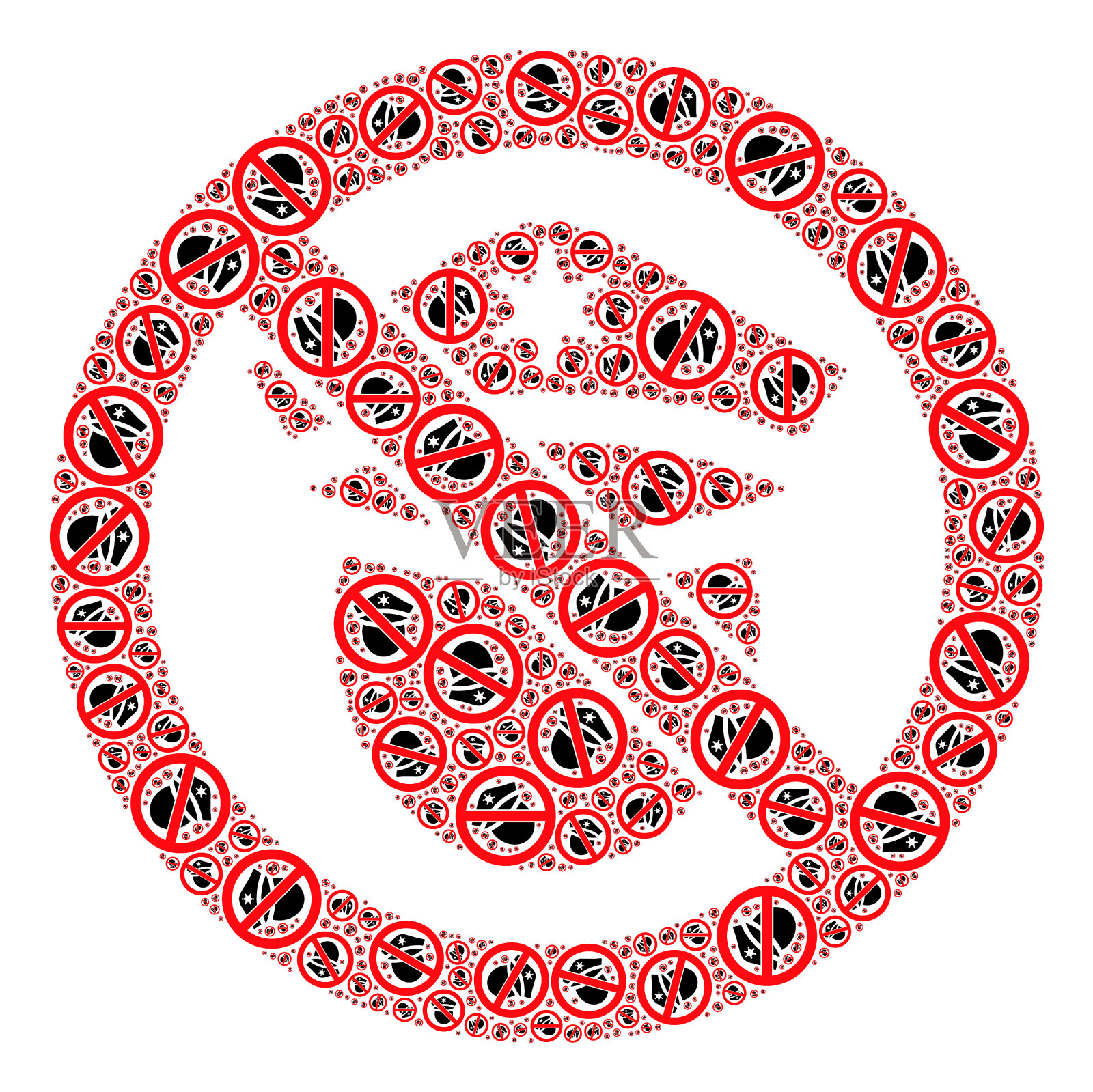 禁止警察警察递归马赛克禁止插画图片素材