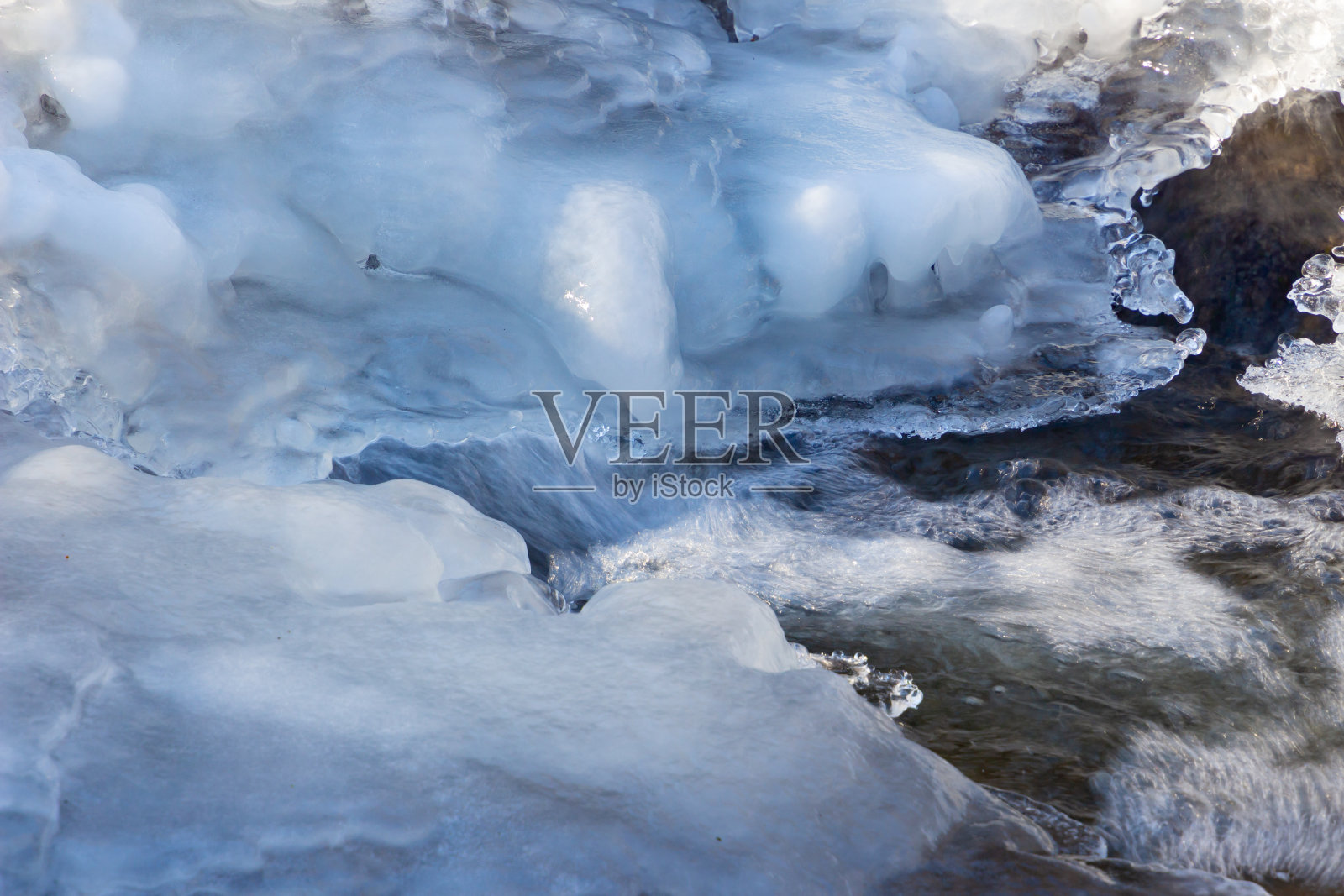 冰川融化下的流水，全球变暖的概念照片摄影图片