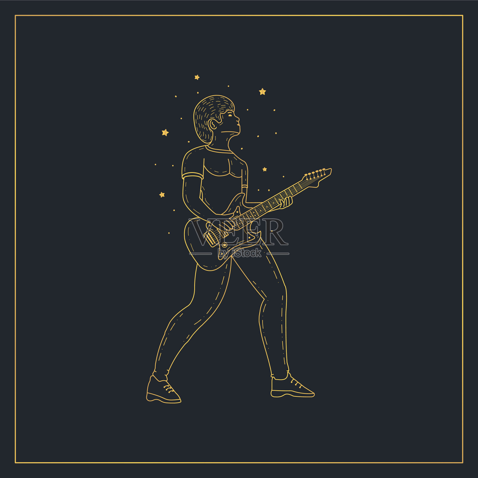 摇滚明星弹吉他设计模板插画图片素材