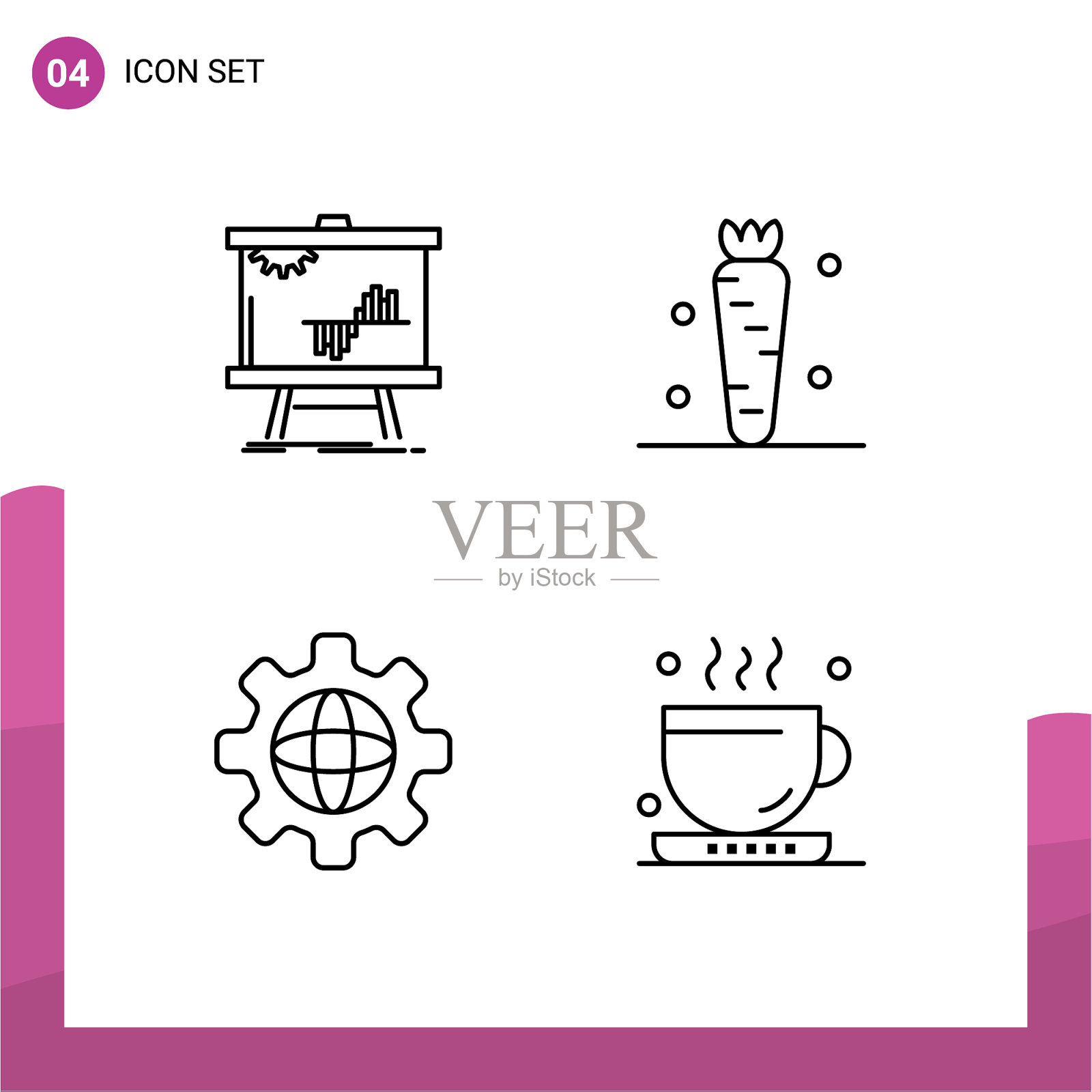 包装4现代填充线平色标志和插画图片素材