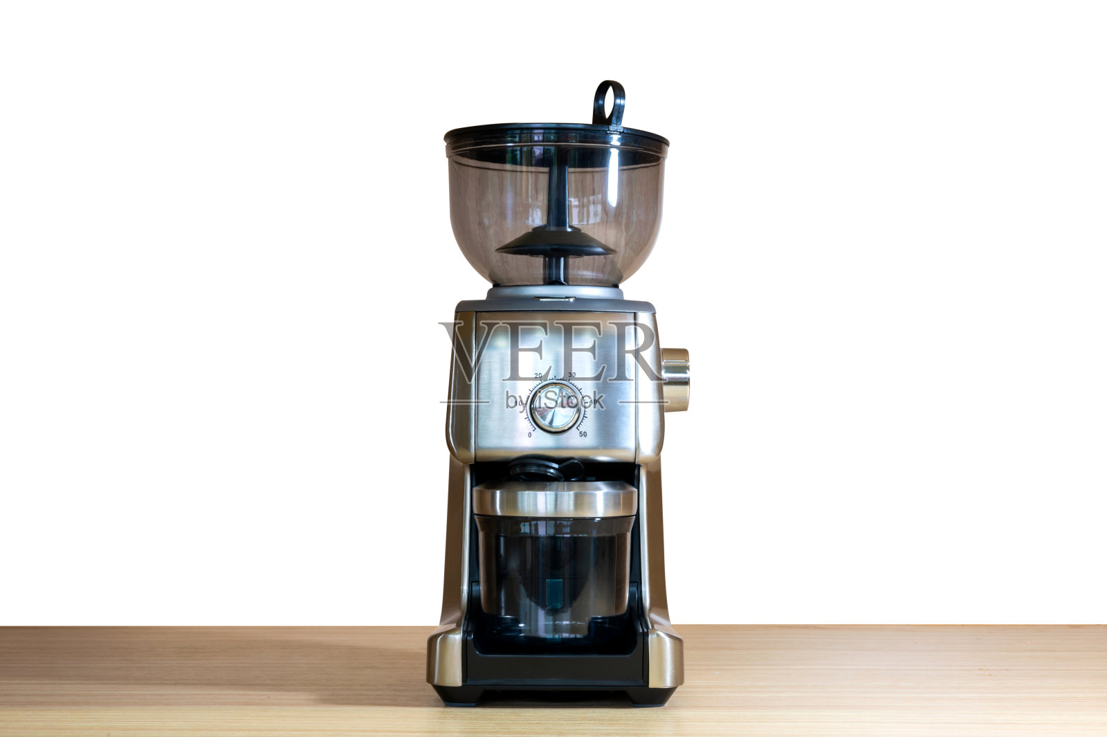 迷你浓缩咖啡机隔离在白色背景。白色背景上的咖啡机。照片摄影图片