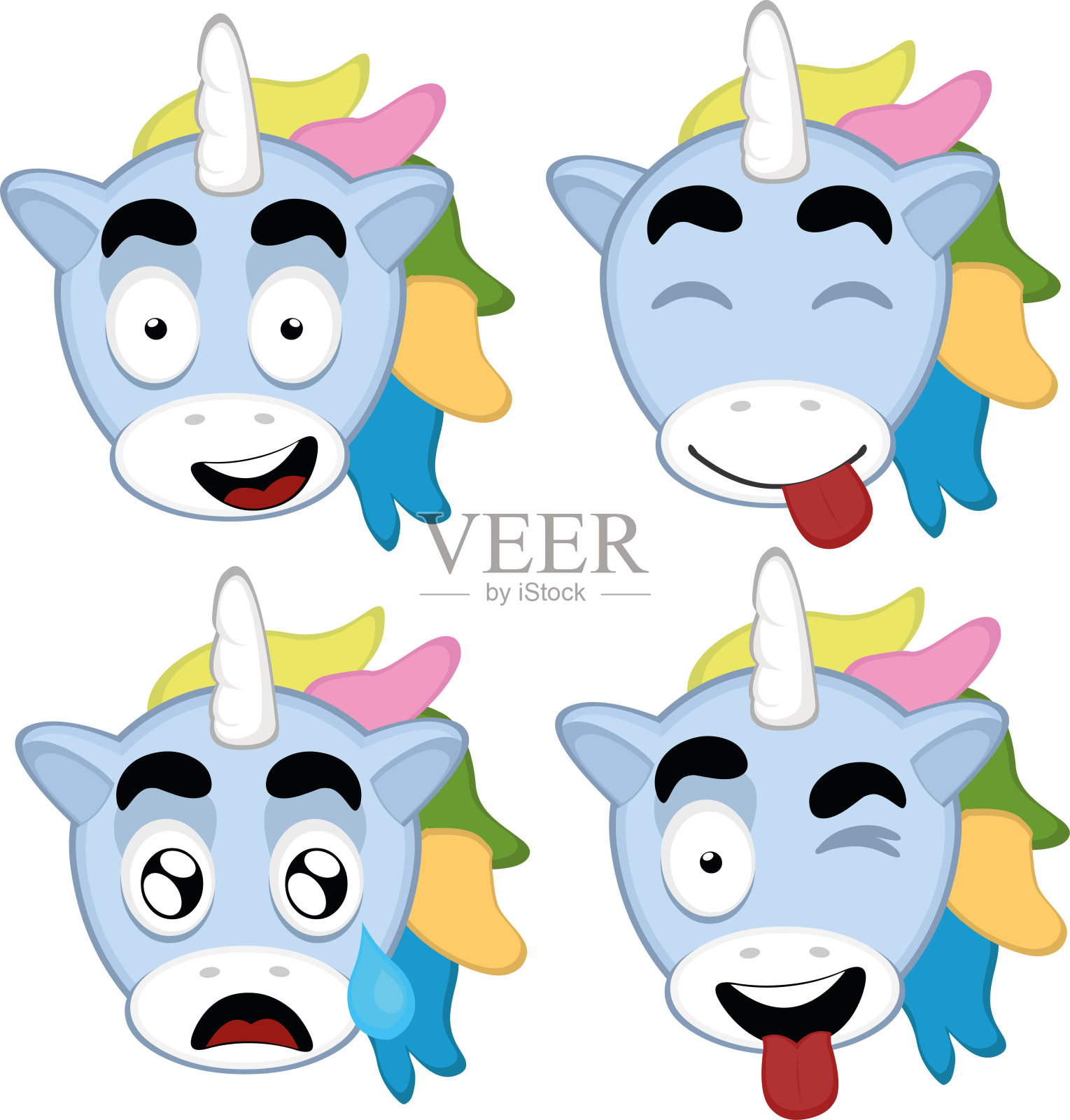 表情符号头独角兽卡通插画图片素材