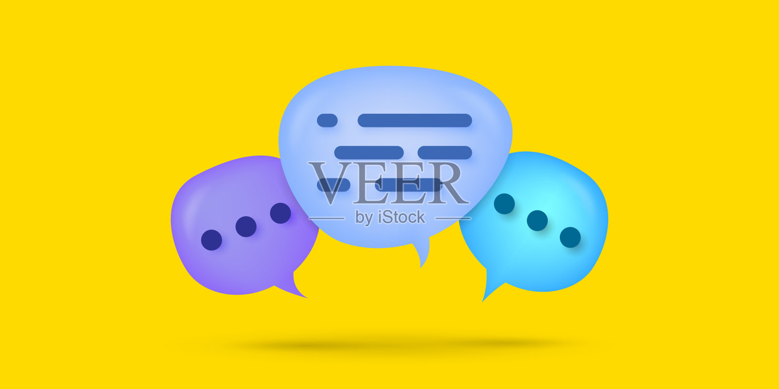 语音气泡明亮的颜色3d矢量插图插画图片素材