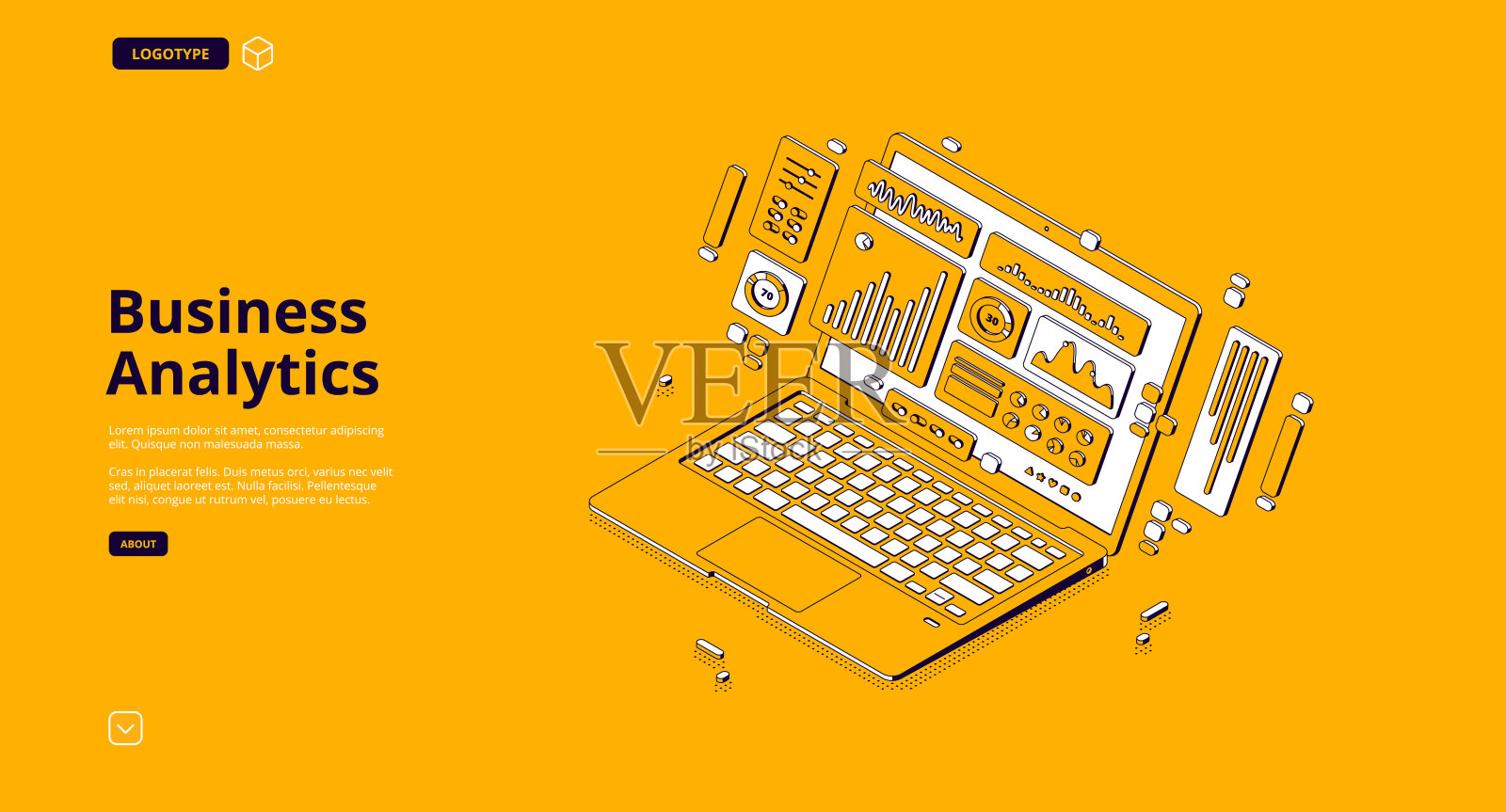 矢量着陆页的商业分析插画图片素材