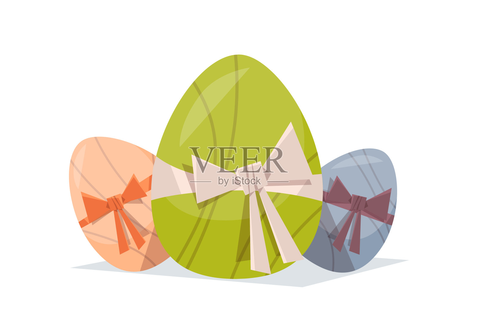 复活节快乐春节庆祝贺卡与彩蛋装饰缤纷横插画图片素材