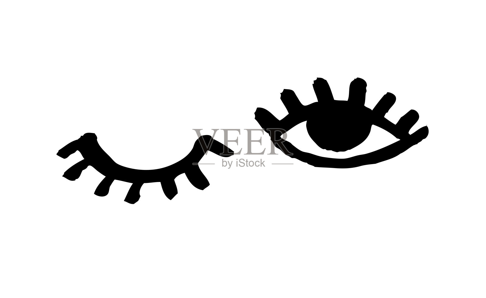 手绘时尚插图眼睛和睫毛。创造性的水墨画。实际矢量构成图插画图片素材