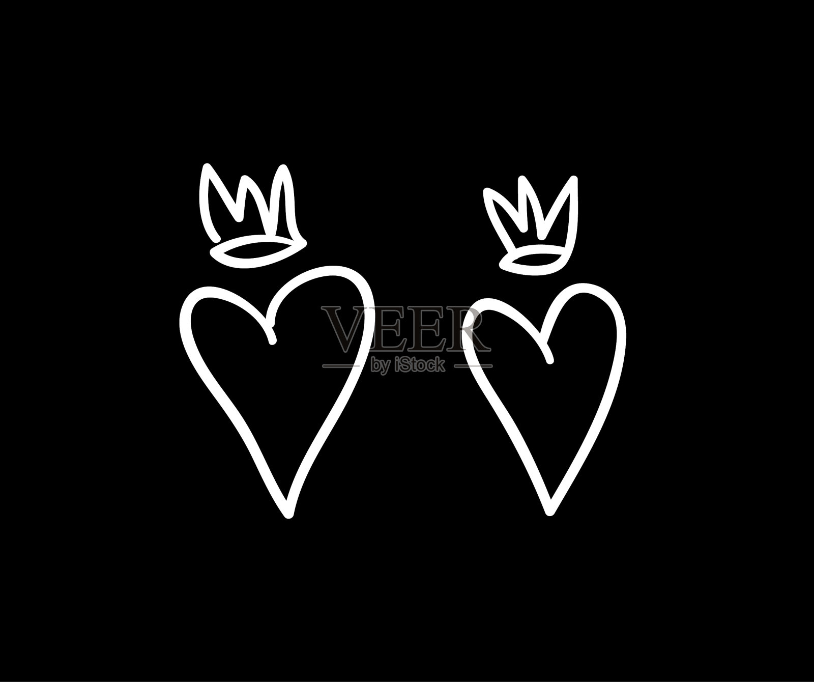 涂鸦一套黑白铅笔画对象。手绘抽象插图垃圾元素。矢量抽象心的设计插画图片素材