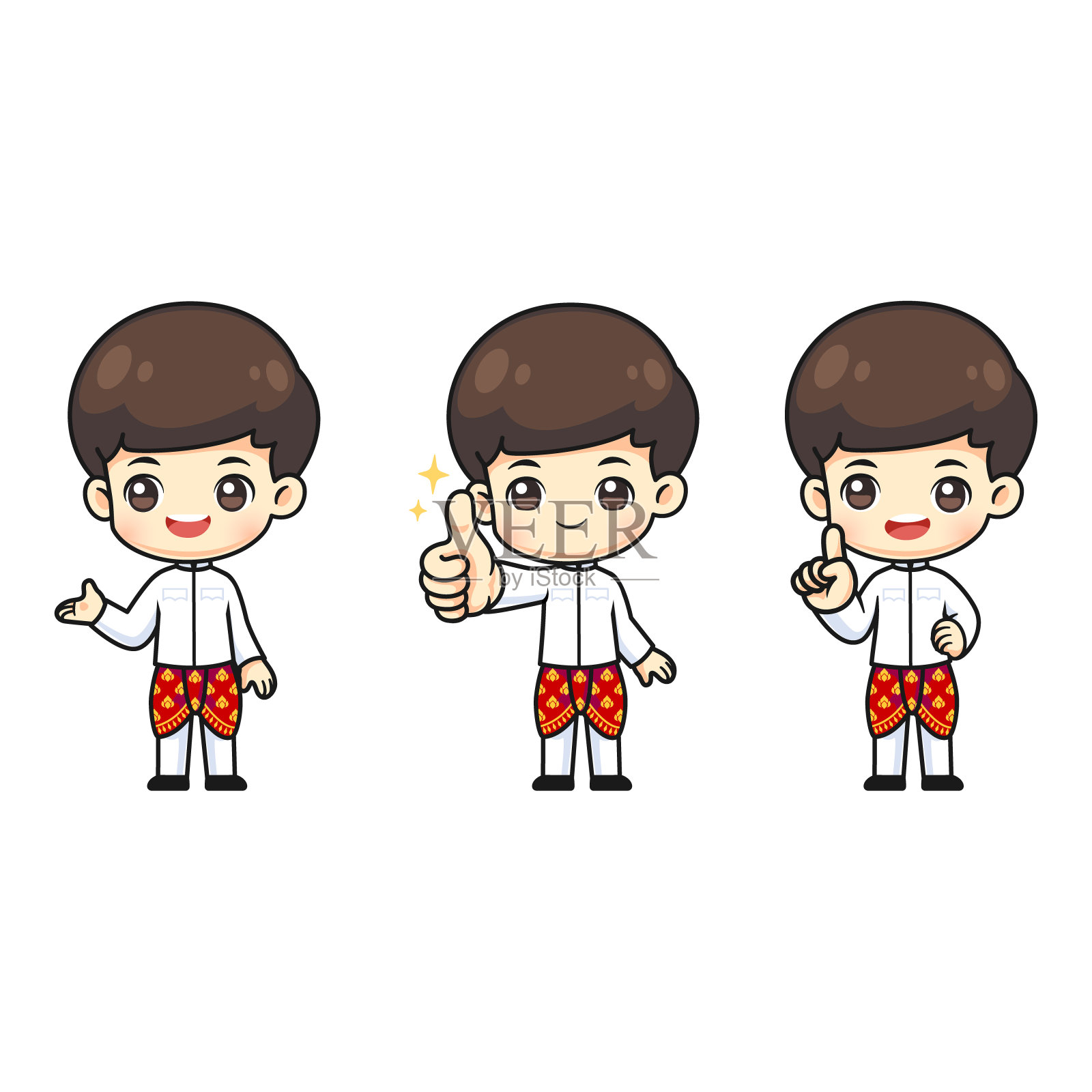 收集可爱的泰国男孩穿泰国传统服装设计元素图片