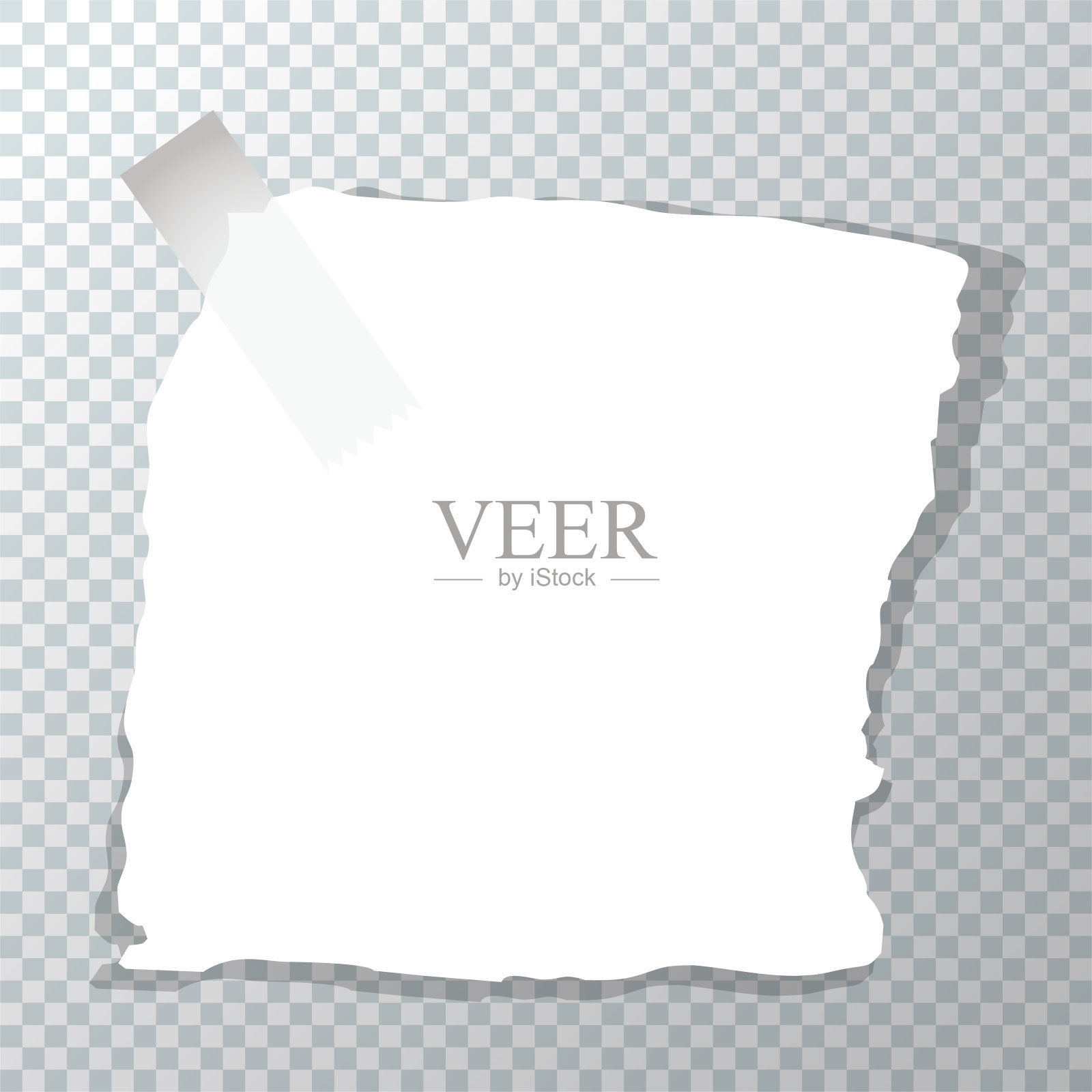 一张皱巴巴的破纸。纸贴纸是用胶带粘起来的插画图片素材