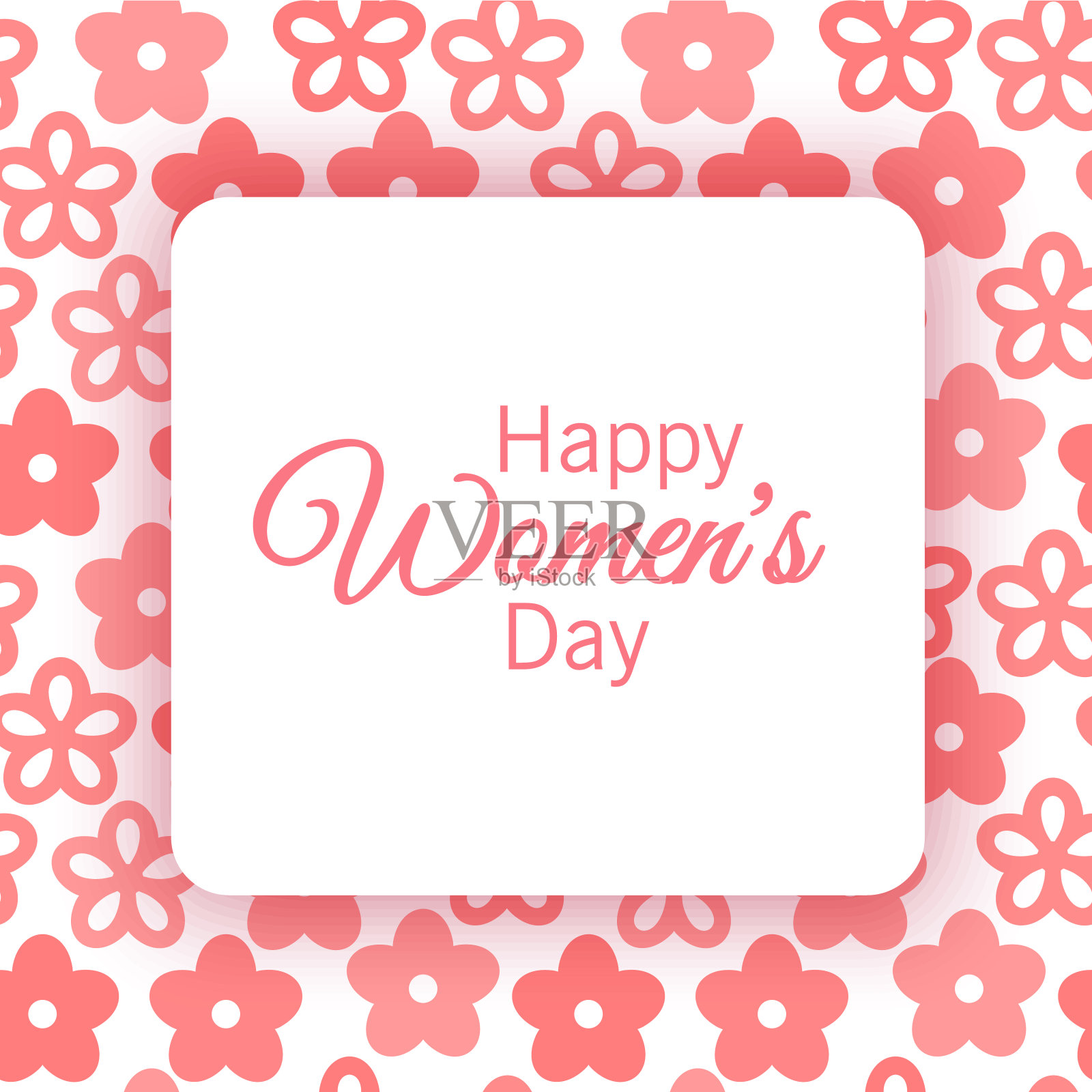 可爱的妇女节贺卡装饰以鲜花为背景和文字空间插画图片素材