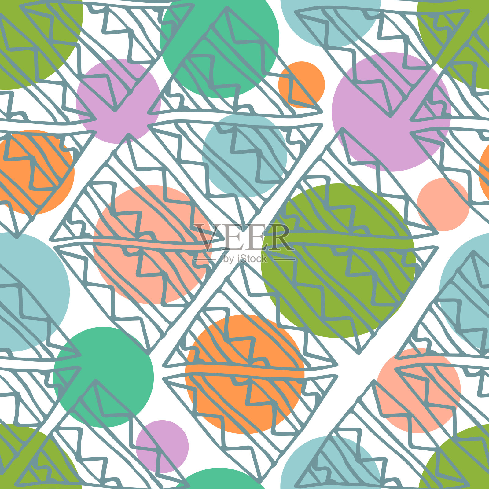 无缝涂鸦三角形几何图案。插画图片素材