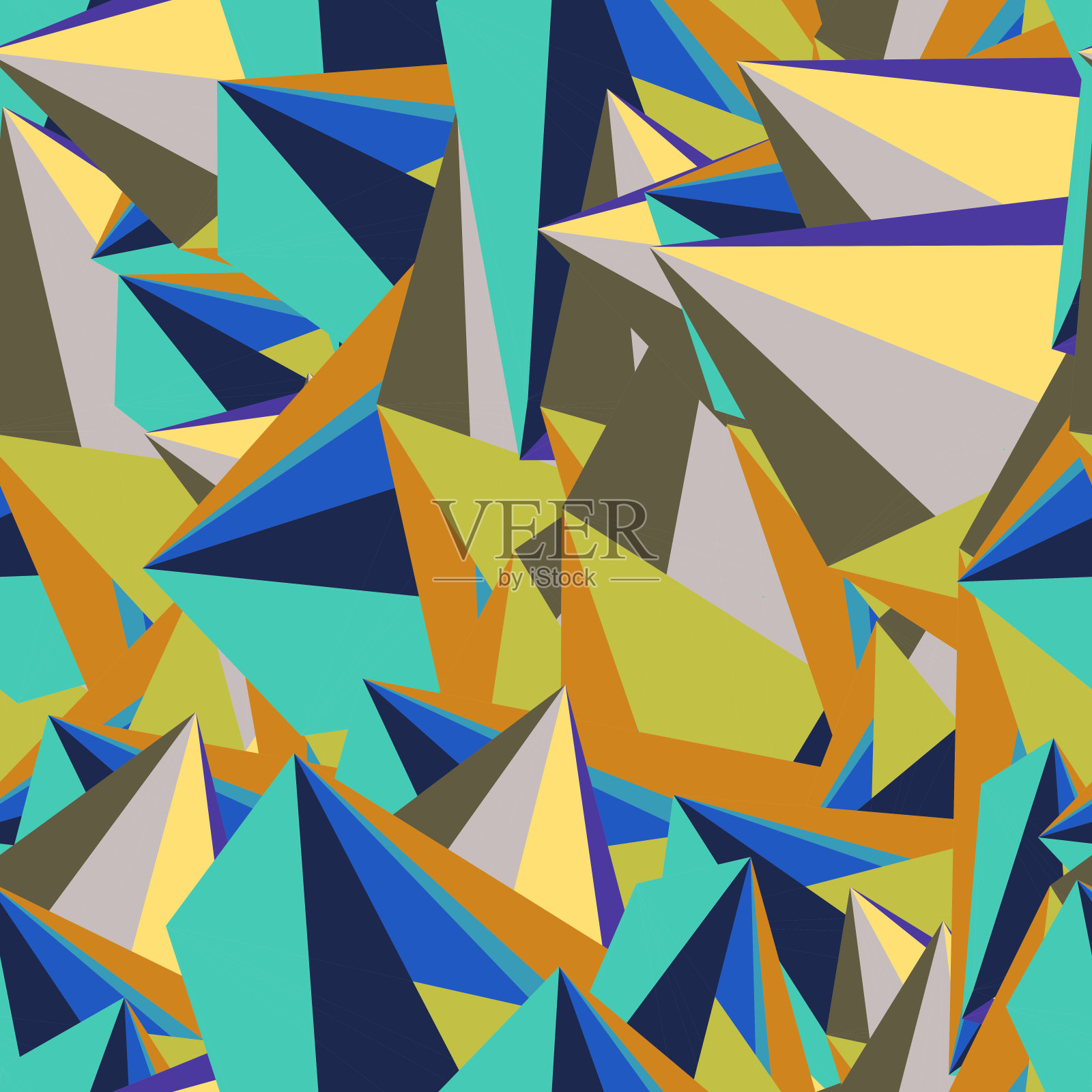 抽象无缝图案与彩色混乱的小三角形。插画图片素材