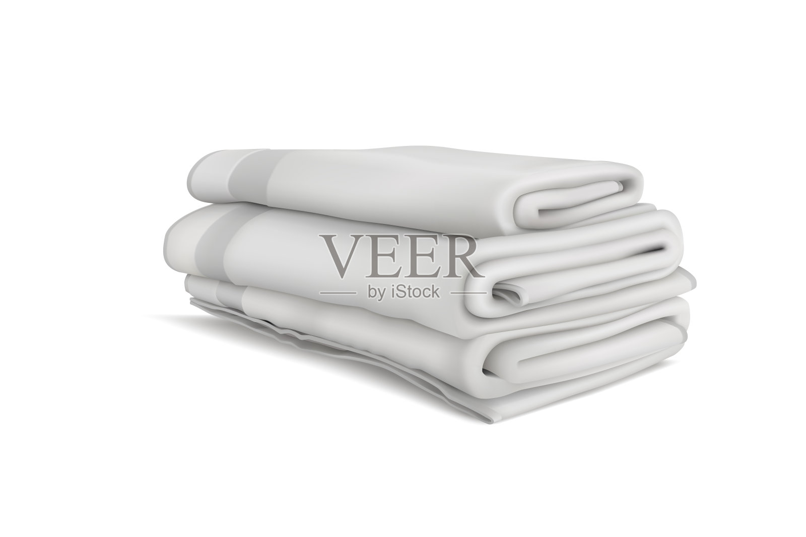 三条干净的毛巾，叠得整整齐齐。3 d矢量图插画图片素材