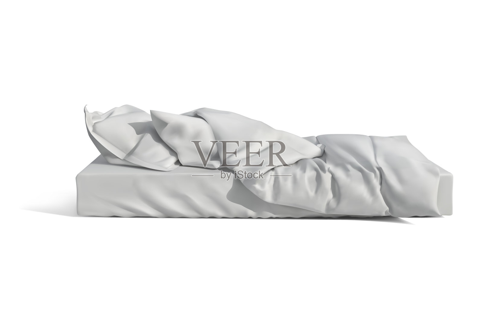 枕头、毯子和床垫，还有床单放在地上。矢量图插画图片素材