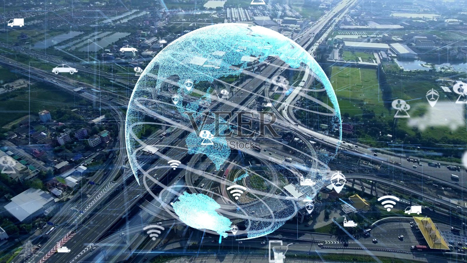 智慧城市的全球互联和交通现代化照片摄影图片