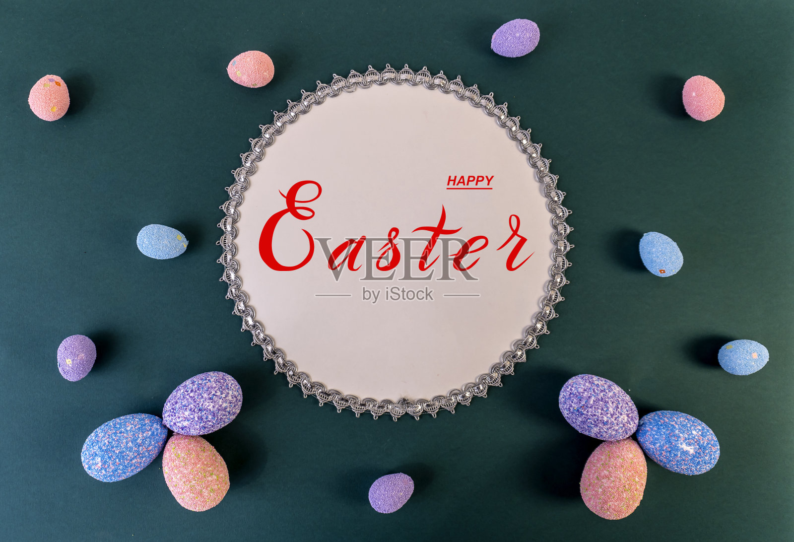 复活节快乐!平躺，互联网横幅，复活节明信片照片摄影图片