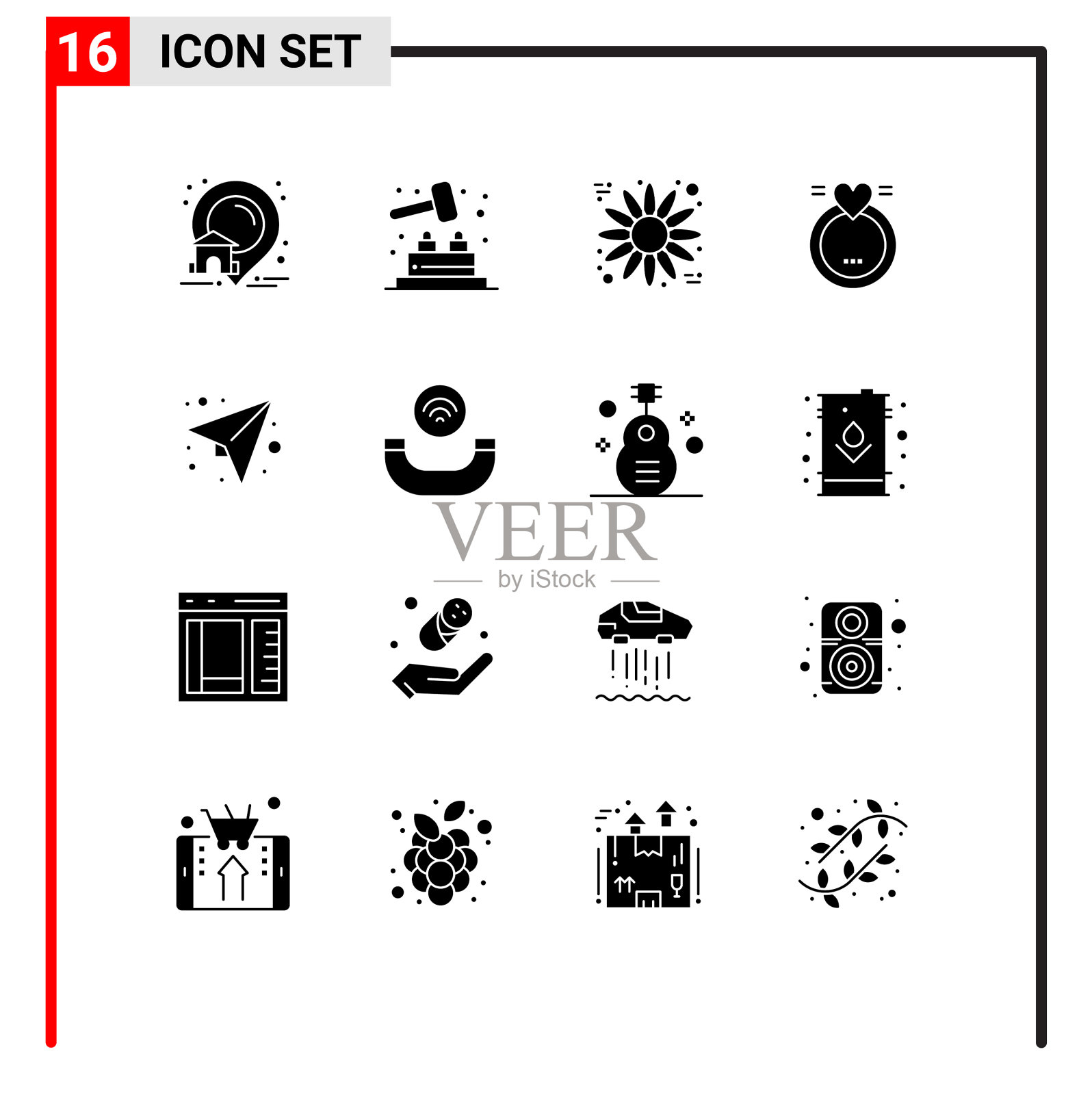 设置16个现代UI图标符号符号发送图标素材