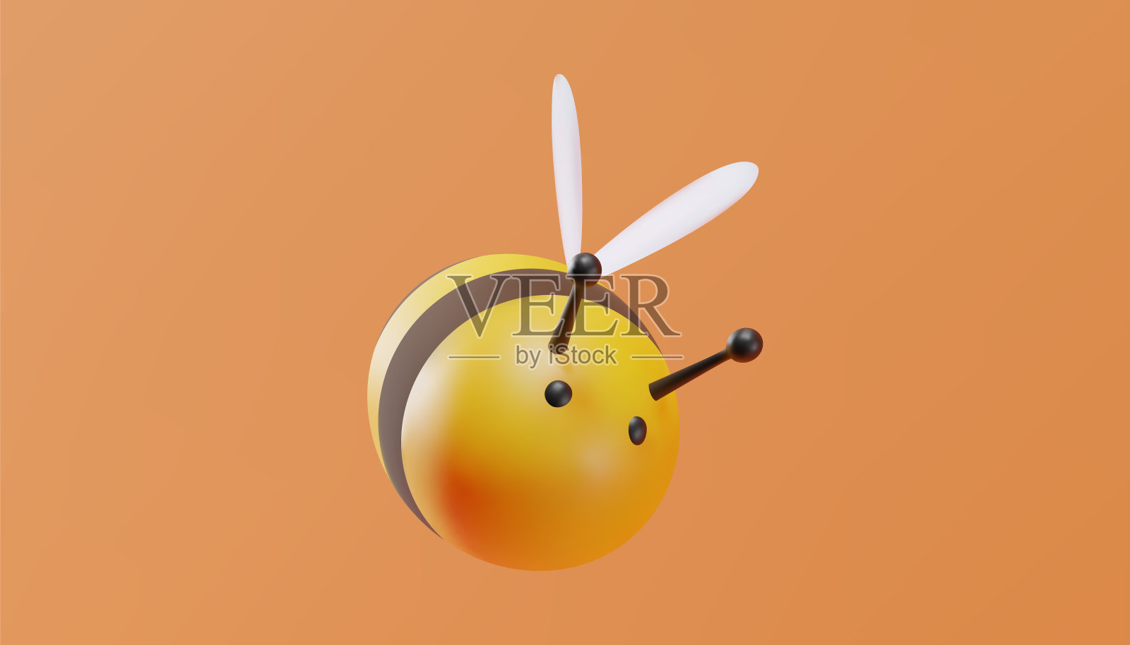 可爱的蜜蜂卡通风格。3 d演示。向量设计元素图片