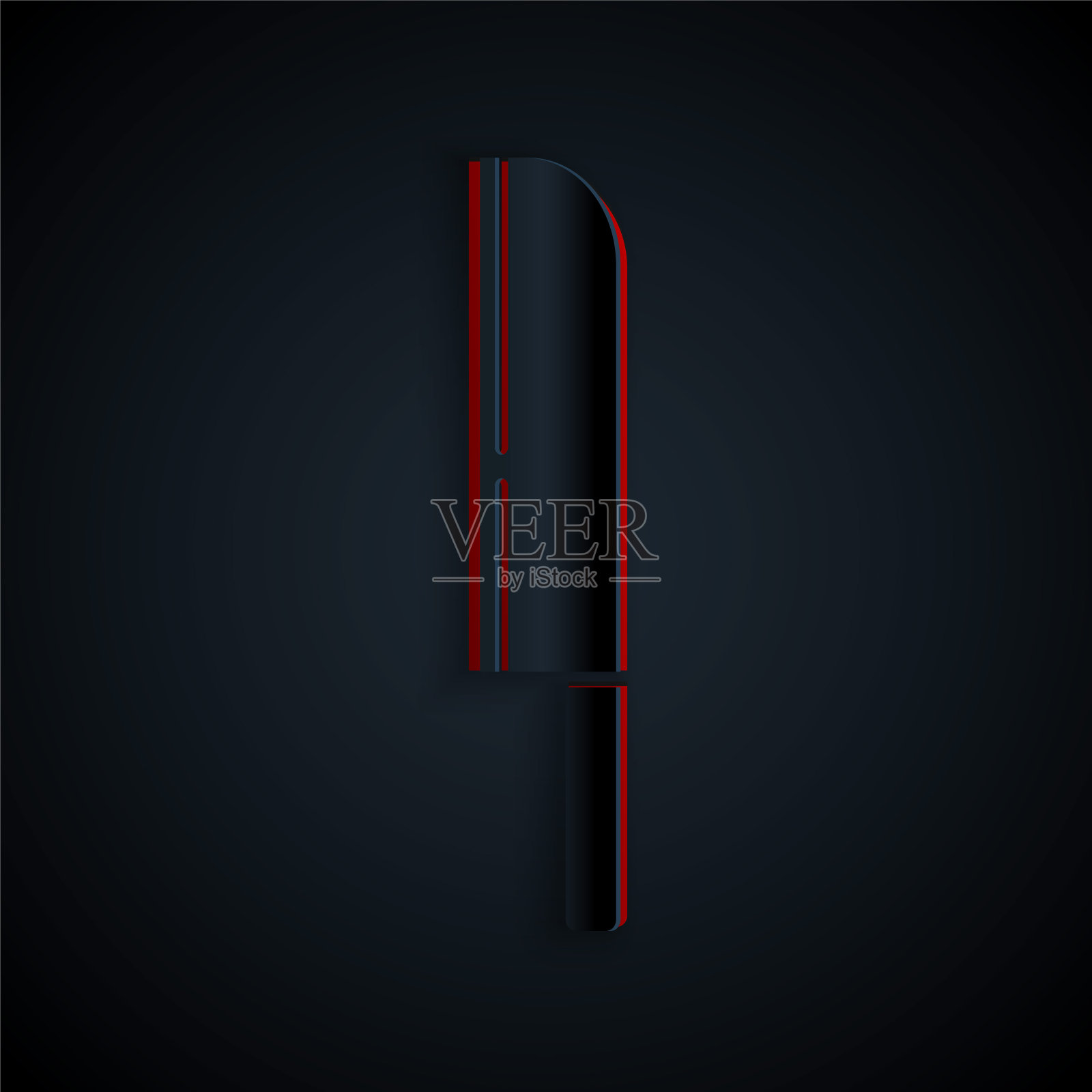 剪纸刀图标孤立在黑色背景。餐具的象征。纸艺术风格。向量插画图片素材