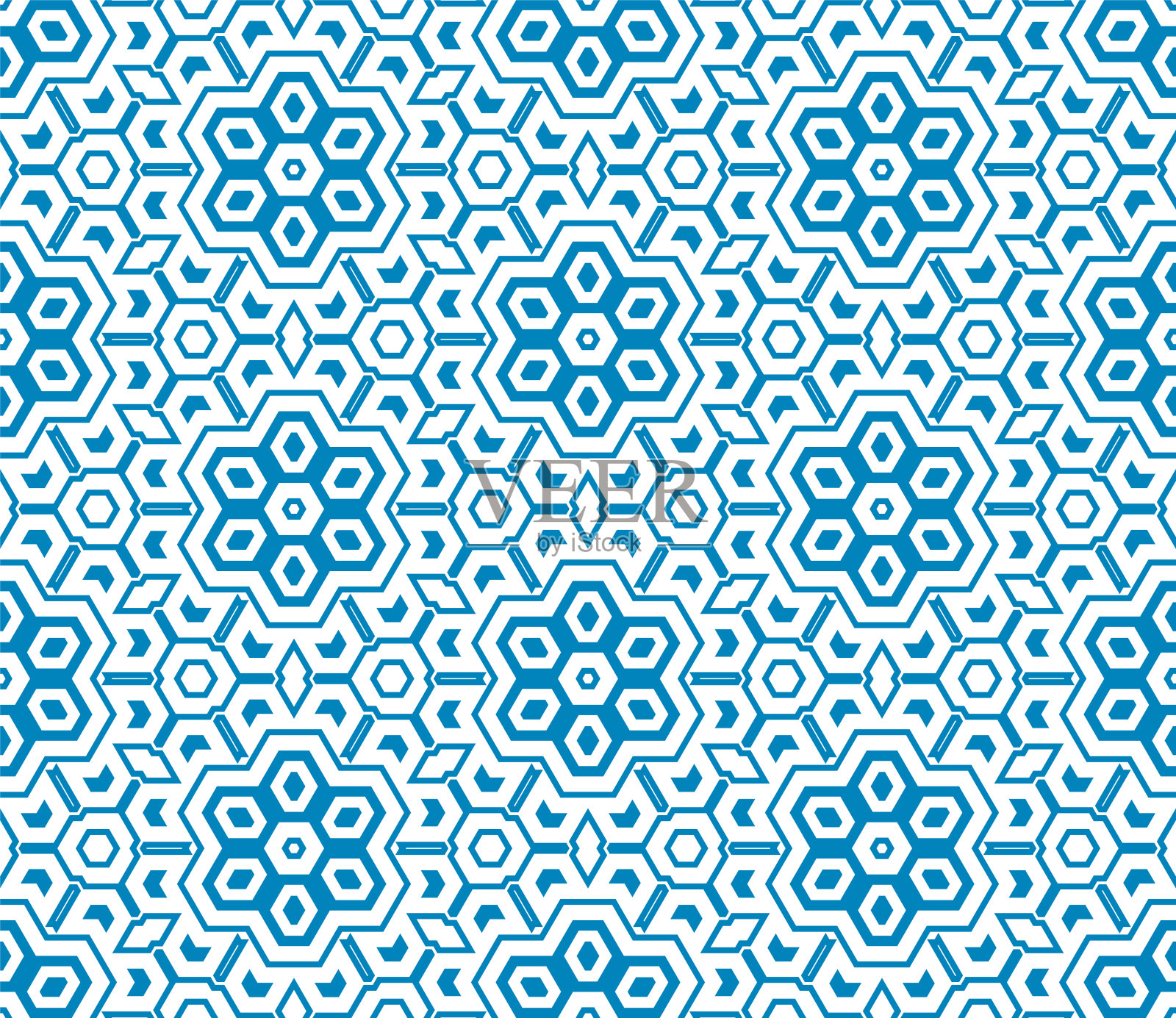 抽象幻想细线六边形、三角形几何无缝图案。插画图片素材