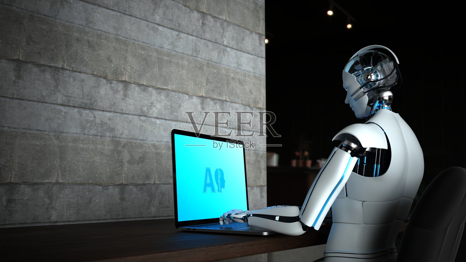 仿人机器人笔记本AI照片摄影图片