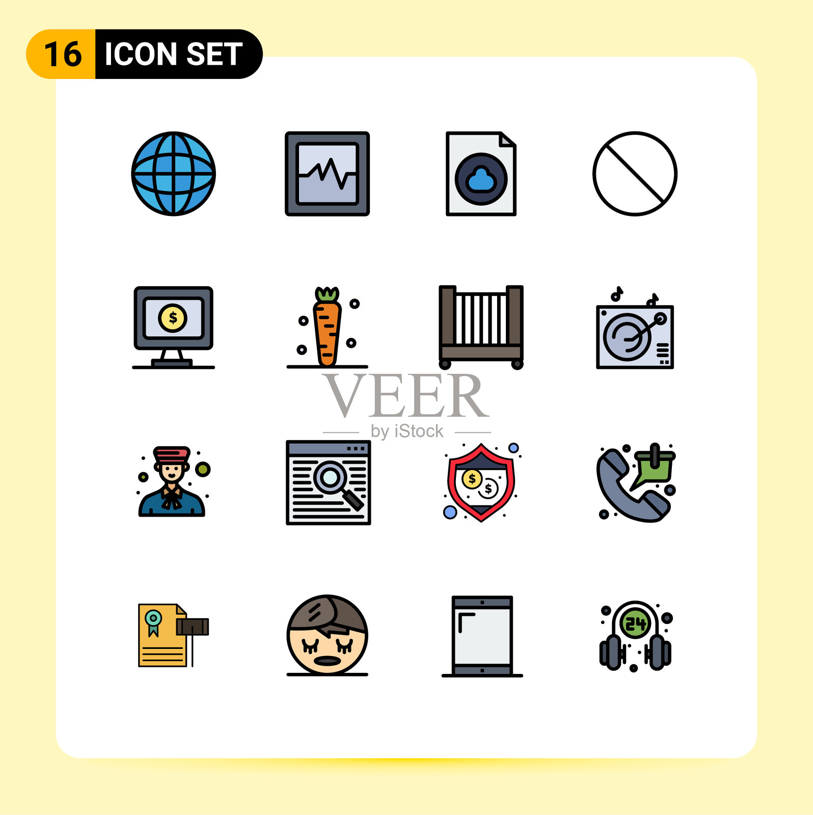 16个创意图标的现代标志和符号图标素材