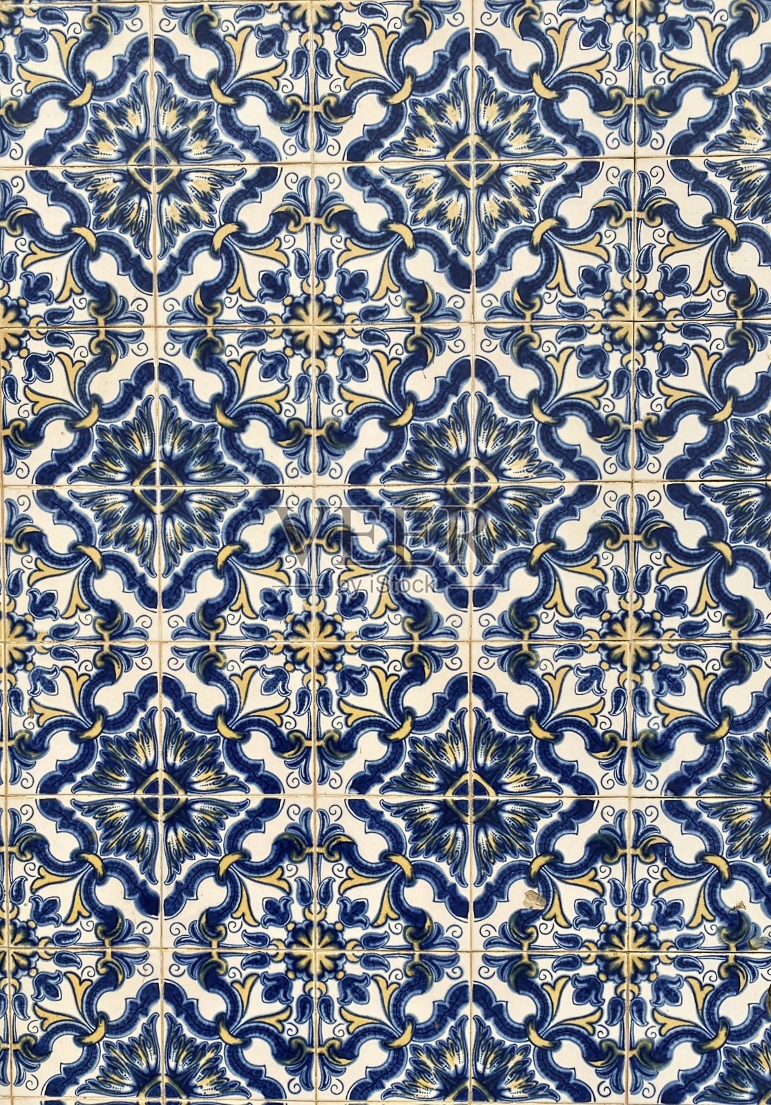 波尔图，风景如画的蓝色阿祖莱霍瓷砖照片摄影图片