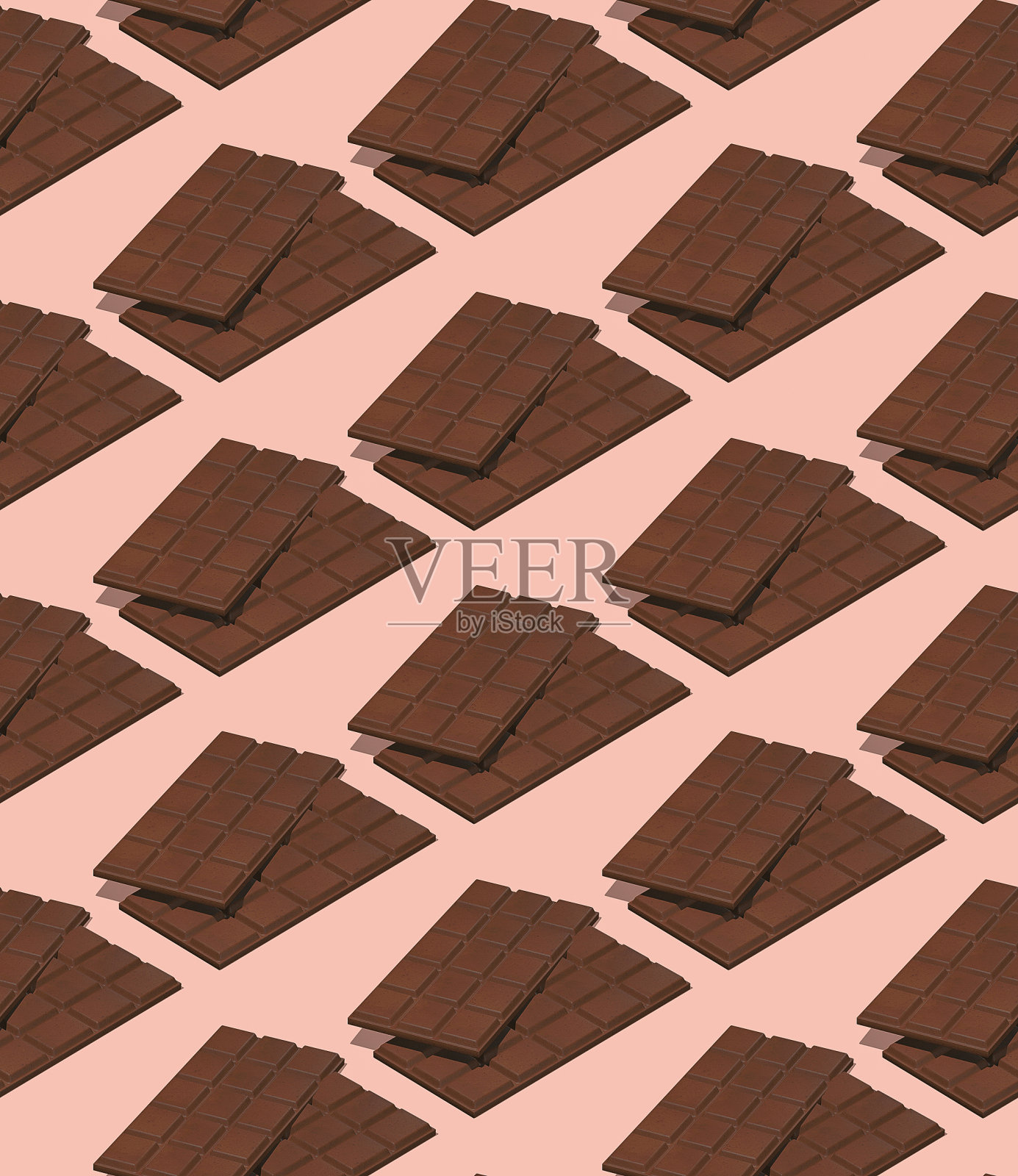 无缝等距3d渲染模式。巧克力棒。可可情人。最小的设计。餐厅、酒吧、糖果店、食品配送理念照片摄影图片