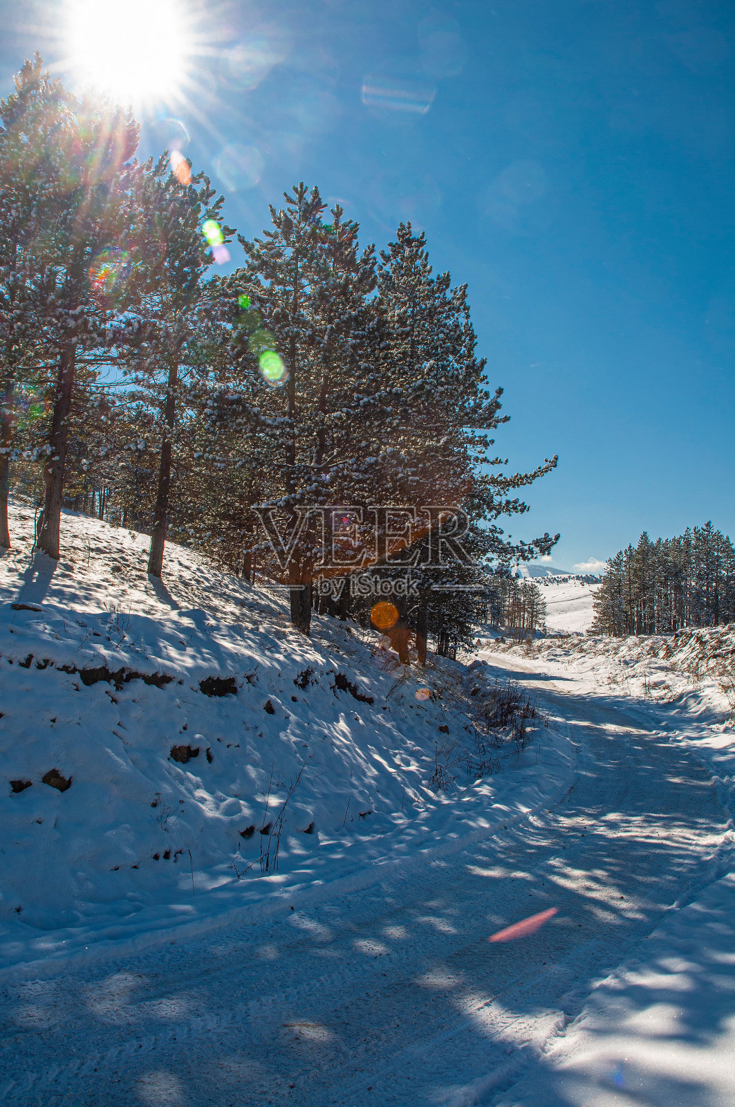 鸟瞰图在美丽的雪山Divcibare，塞尔维亚照片摄影图片