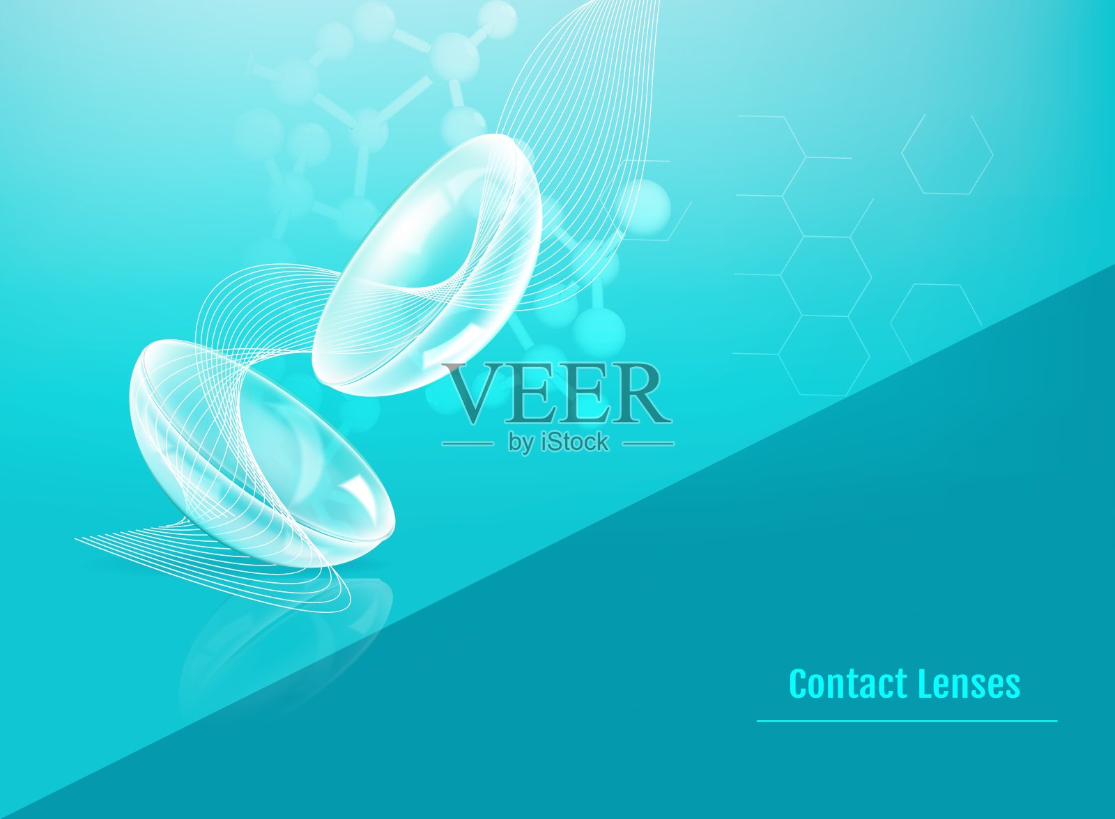 隐形眼镜模板，清晰和近距离看隐形眼镜插画图片素材