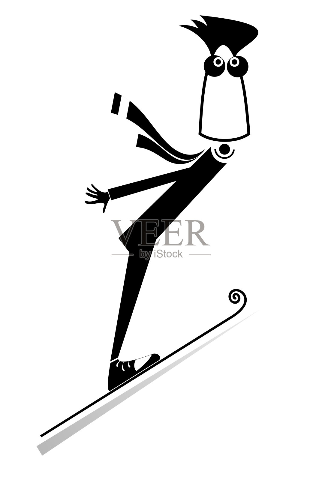 卡通年轻人滑雪跳台插图插画图片素材