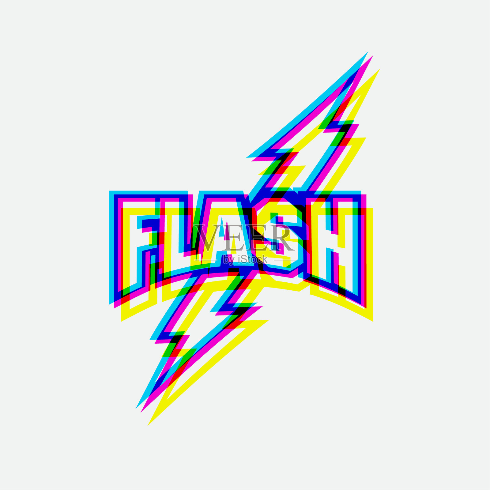 电能的标志。刻字和闪电。设计元素图片