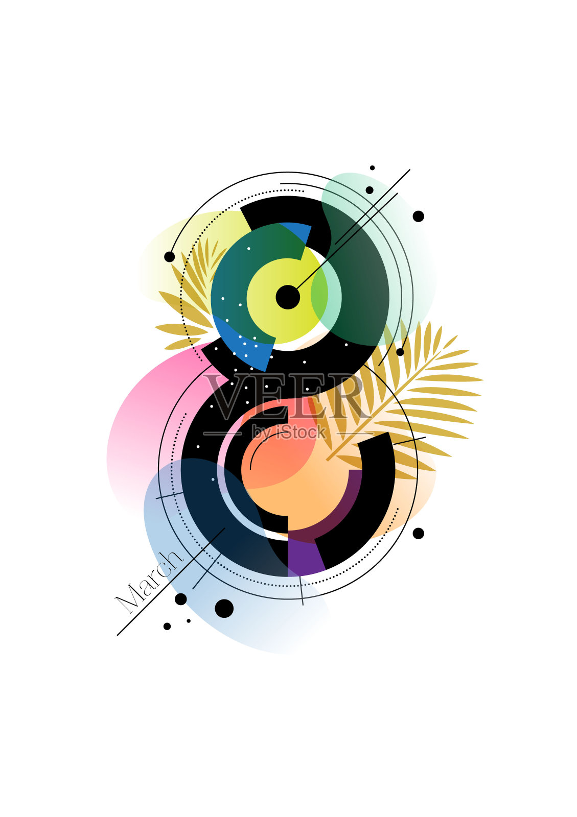 3月8日的明信片。未来主义风格的世界妇女节插图。插画图片素材