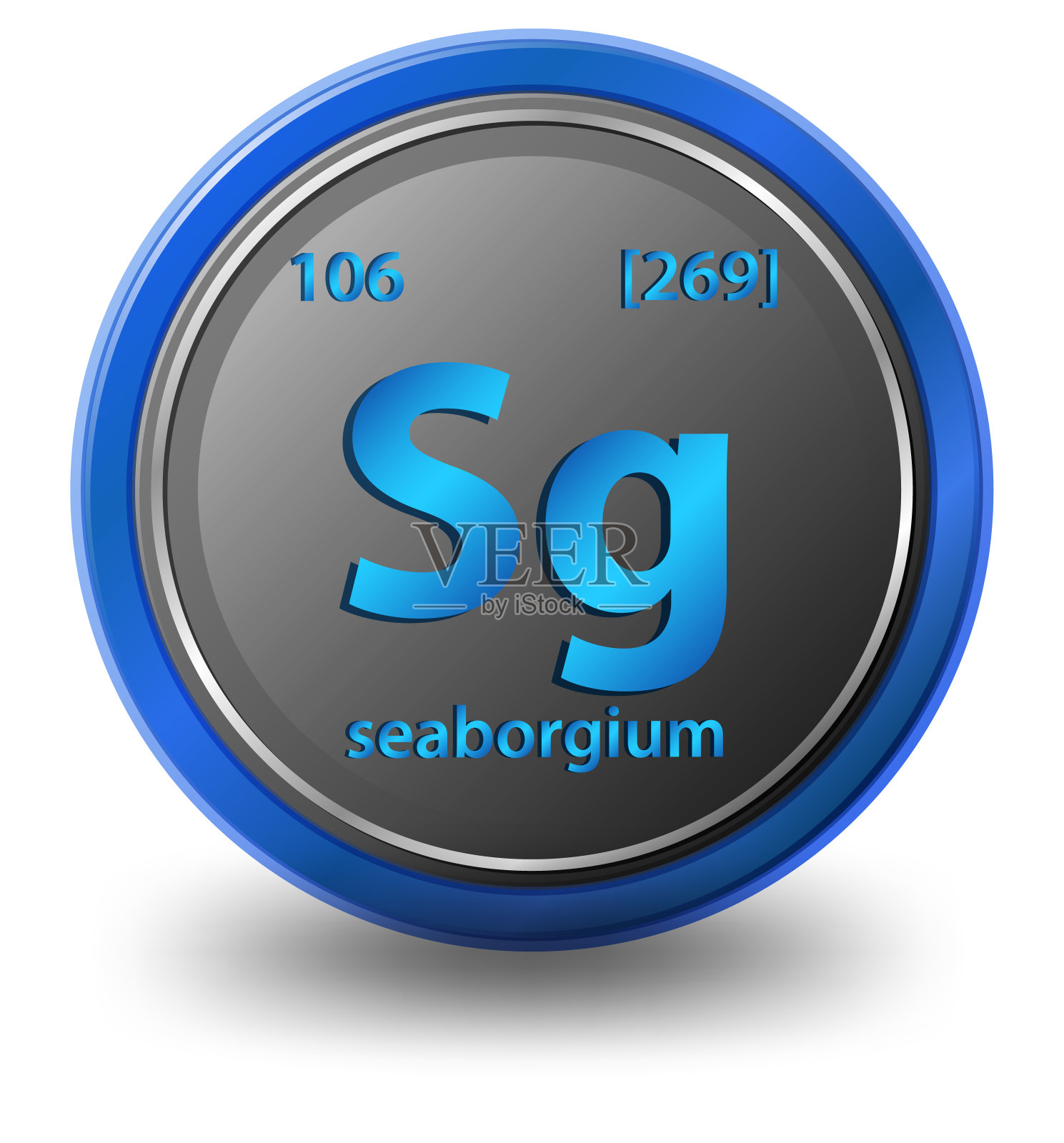 Seaborgium化学元素。原子序数和原子质量的化学符号。插画图片素材