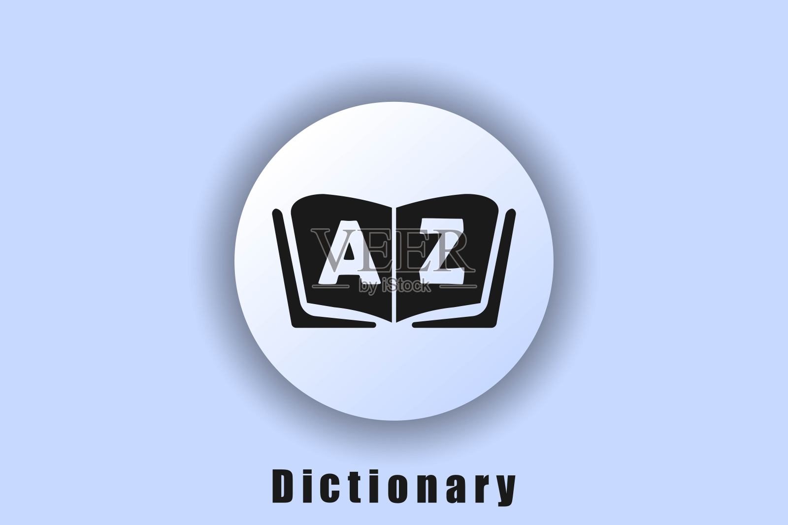 字典logo字典图标。书的图标。术语表。库图标。用户界面图标。白色ui网页按钮的新形态。向量EPS10设计元素图片