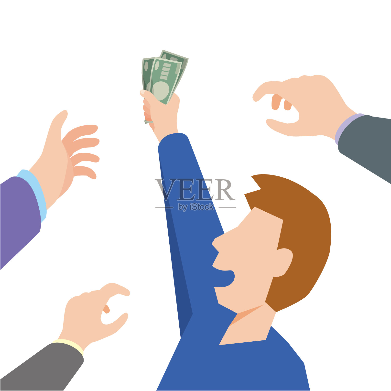 赢钱的男人插画图片素材