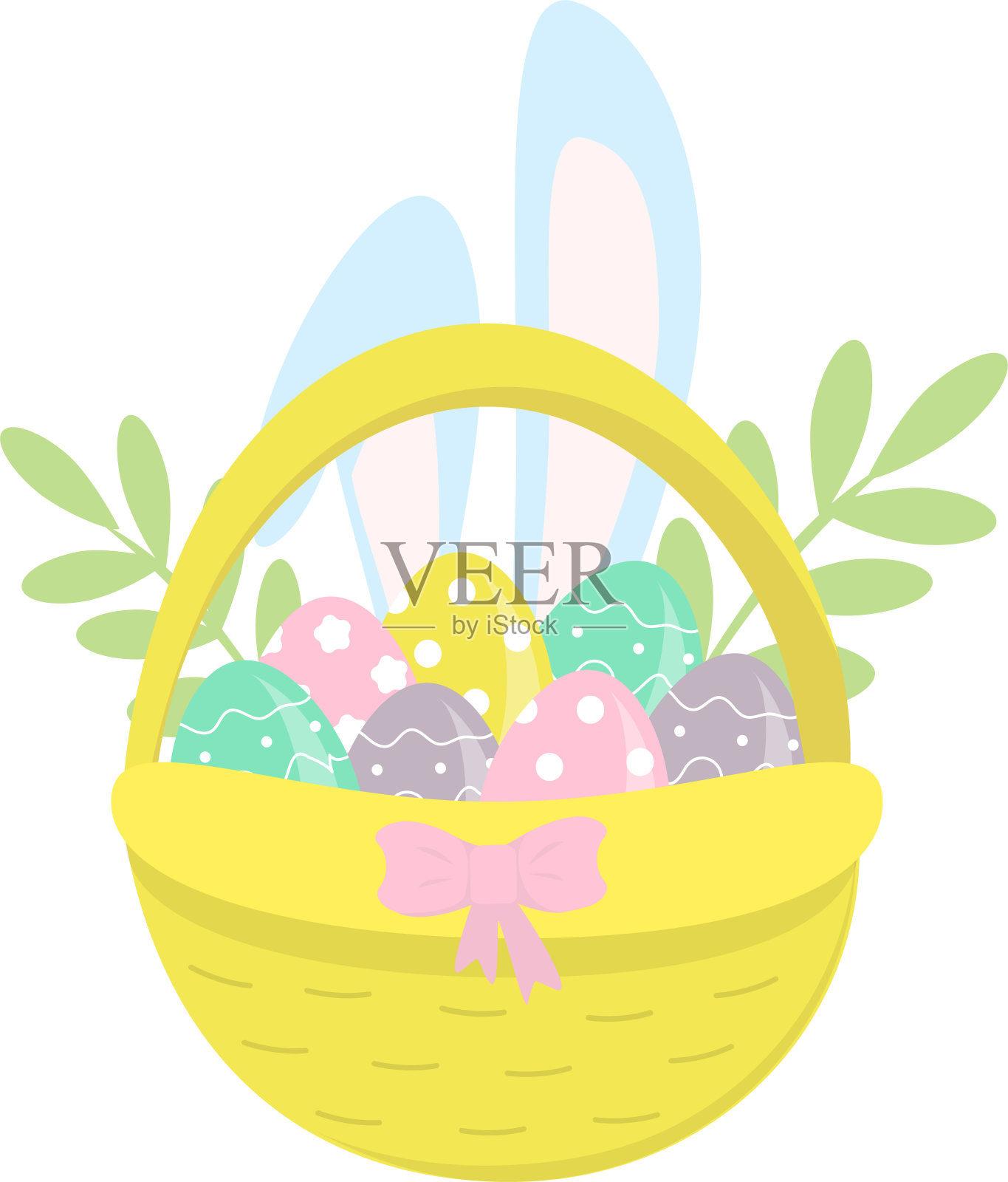 手绘毛笔字母快乐复活节笔。矢量插图卡通风格。假日、贺卡、印刷品、传单、海报等设计。插画图片素材