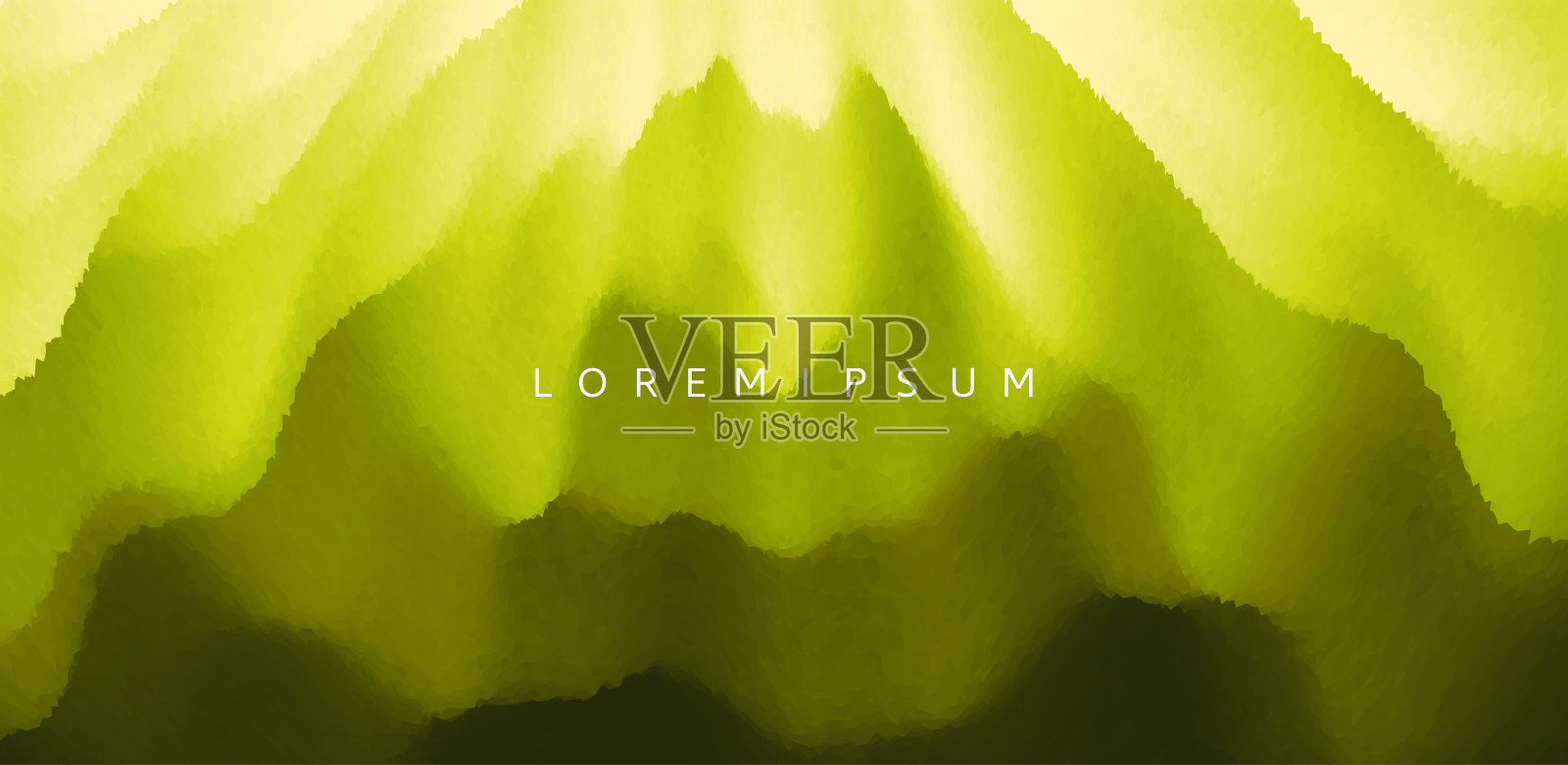 自然的绿色模糊背景。树干上爬满青苔的夏日森林景象。抽象的矢量图。插画图片素材