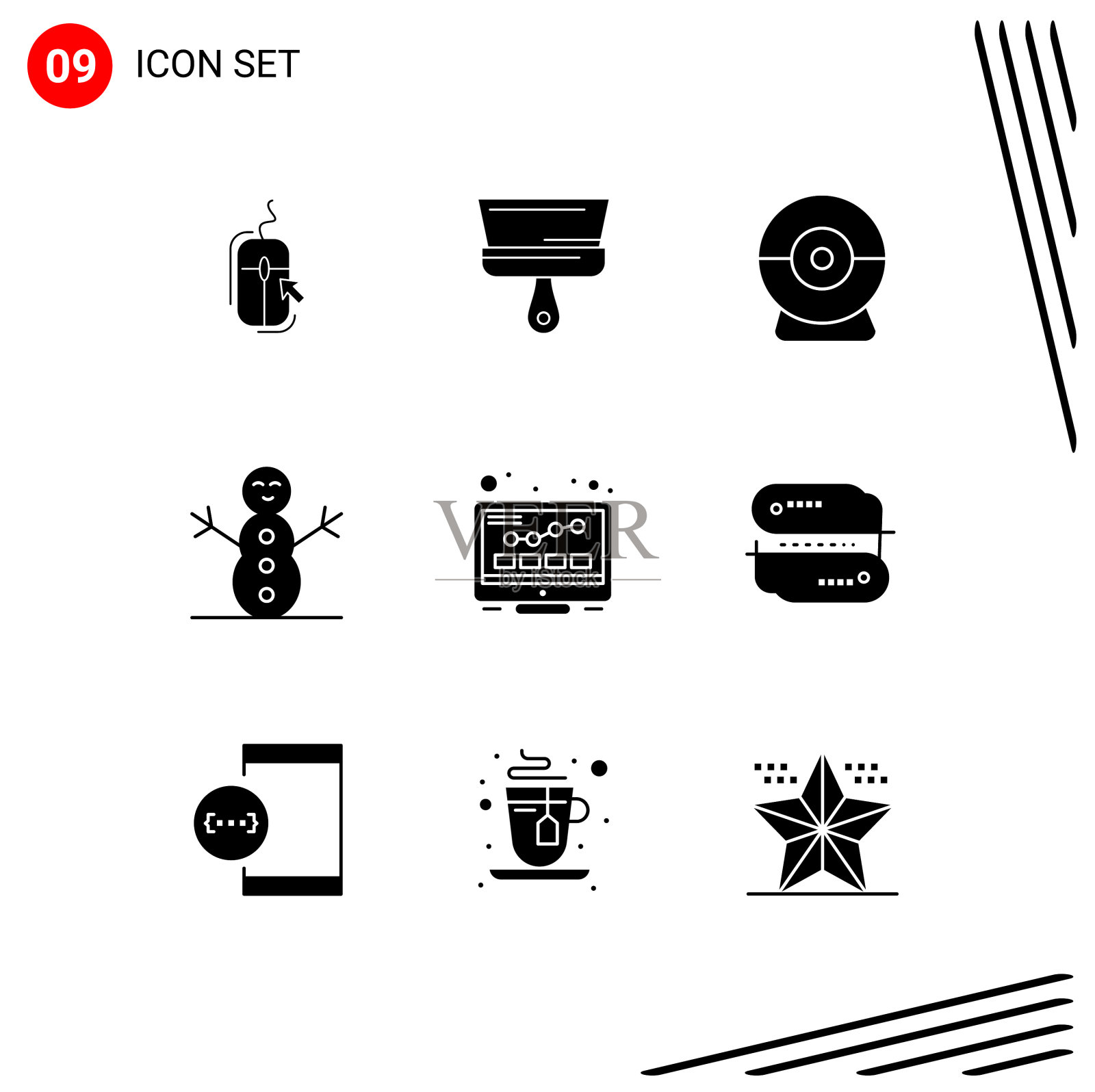 包9创意固体字形seo监视器图标素材