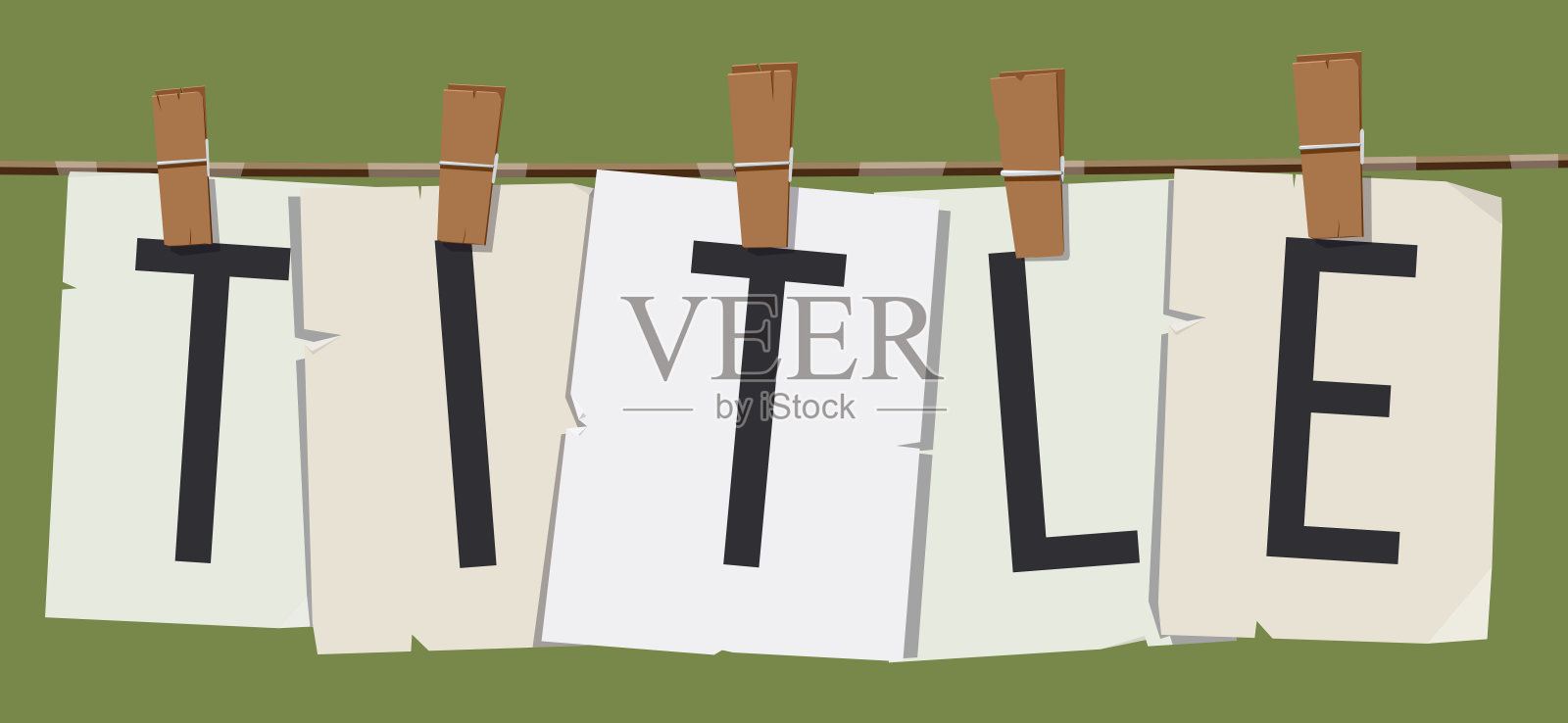 用发夹夹住的“标题”字插画图片素材